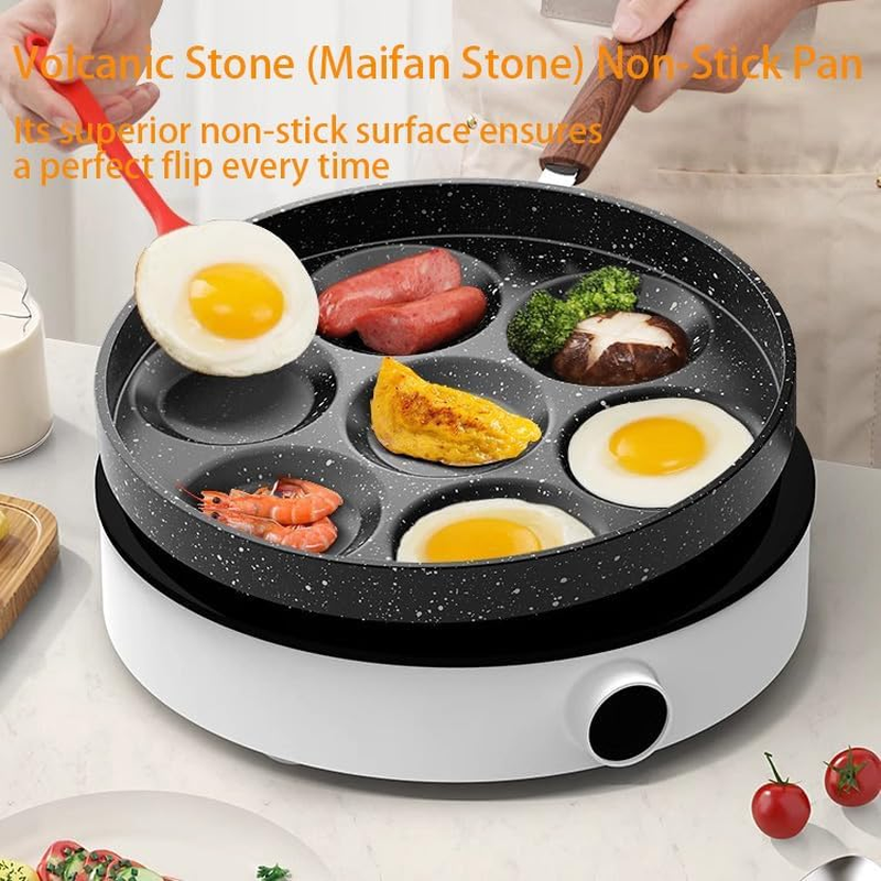 Aventara Pancake Pan 30Cm Non Stick, 7 Hole Induction Cooktop Compatible Griddle Pan for Mini Pancakes, Blini, Poffertjes, Fried Eggs, Family Breakfast & Kids Gift Idea image number 5