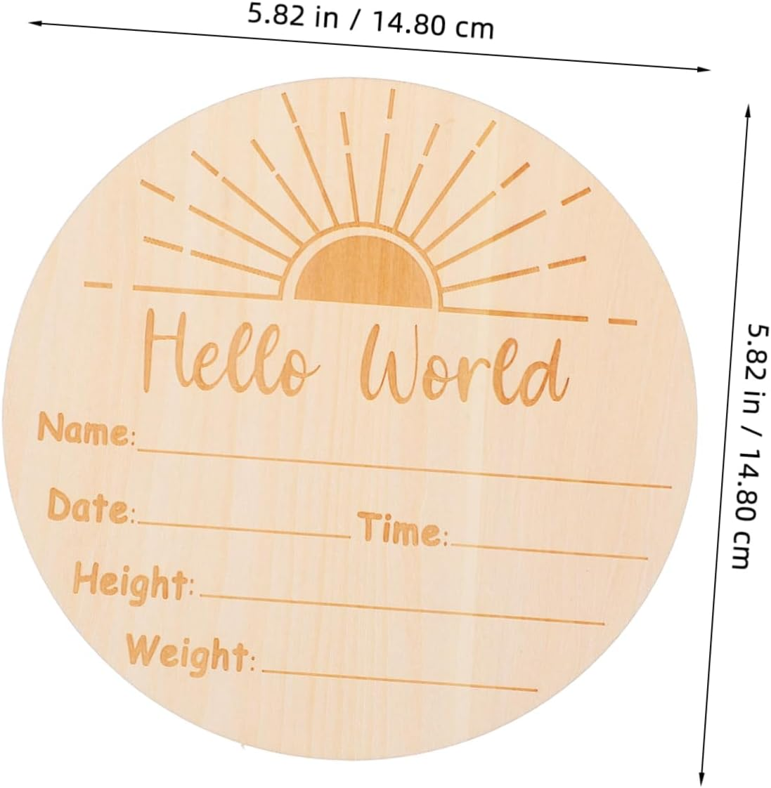 Healifty round Name Announcement Sign Natural Wood Plaque for Newborn for Birth Details Shower Safe and Celebrate Growth image number 6
