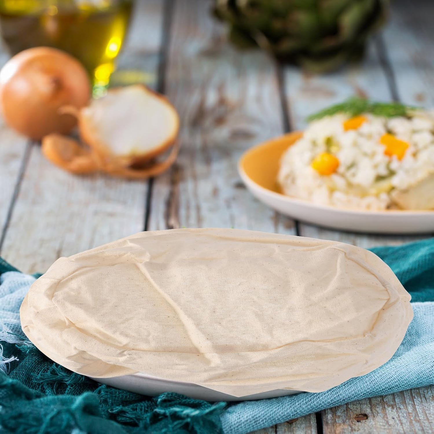 MUCKLILY 2Pcs Sourdough Bread Sourdough Proofing Basket Bread Proofing Cloth Liner Cheese Wax Cannabutter Maker Bread Baker Tools Keeper round Couch Baking Supplies Fermented Cloth Rattan image number 4