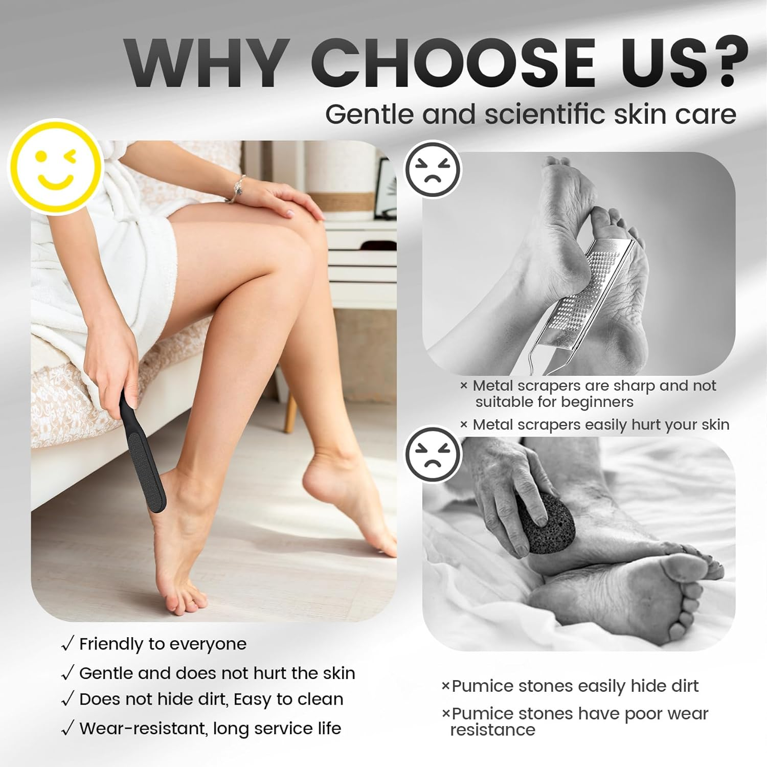 BEZOX Double-Sided Glass Foot File Callus Remover(1 PCS), Foot Scrubber for Dead Skin, Smooth Feet Pedicure Tools for Feet, Pumice Stone for Feet, Heel Scraper for Cracked Heels - Black image number 6