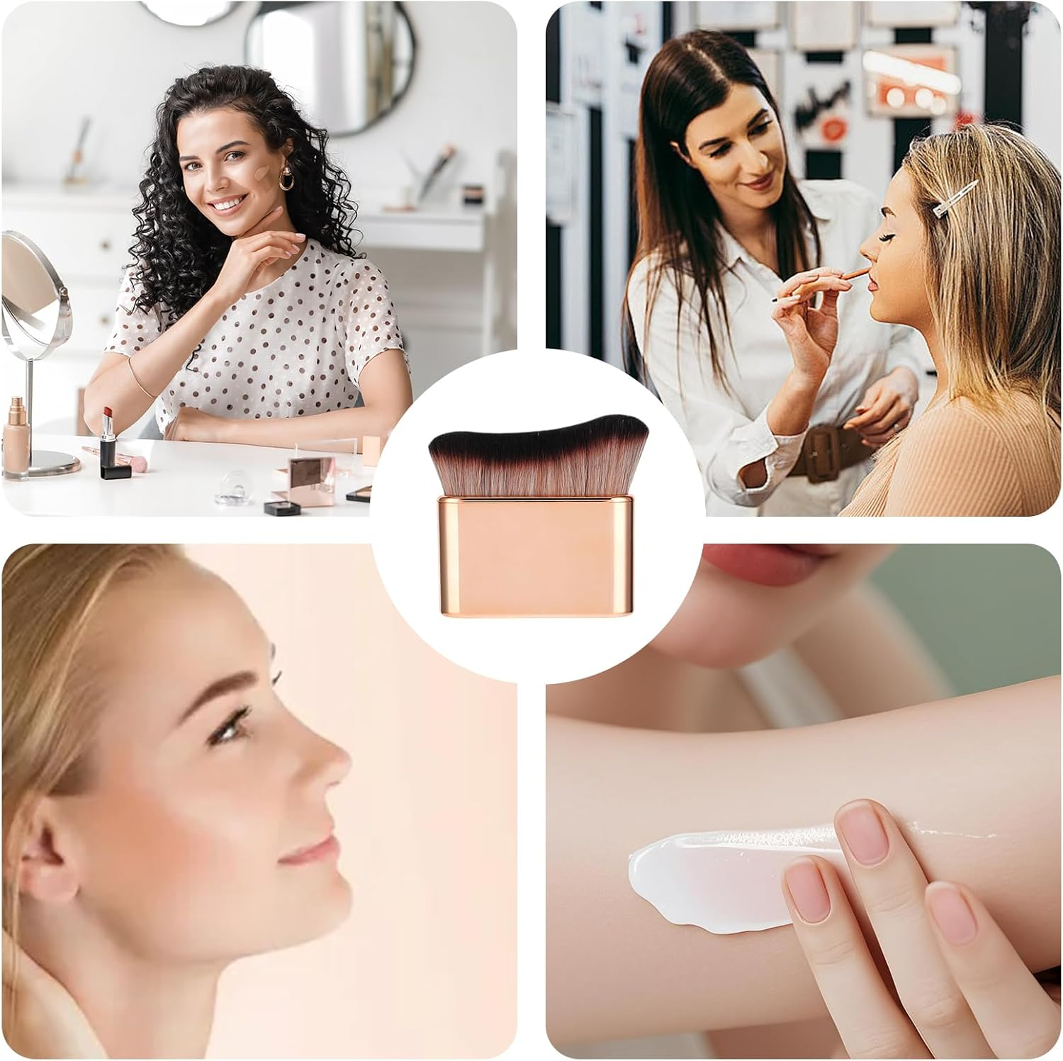 Pack of 2 Self-Tanning Brushes, Kabuki Brush, Body Glow, Self-Tanning, Leg and Body Make-Up, Body Brush, Soft, Multifunctional, for Applying Body Lotion, Make-Up for Body, Women, Daily Use and Beauty image number 1