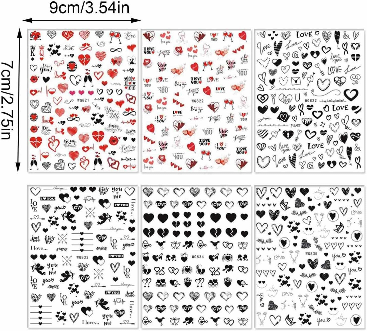 Stickers Decals, 3D Self Adhesive Nails, 6 Pieces Valentines Day & Decals, Manicure Accessories for Women Girls, Nails Decorations Supplier, Easy to Use image number 6