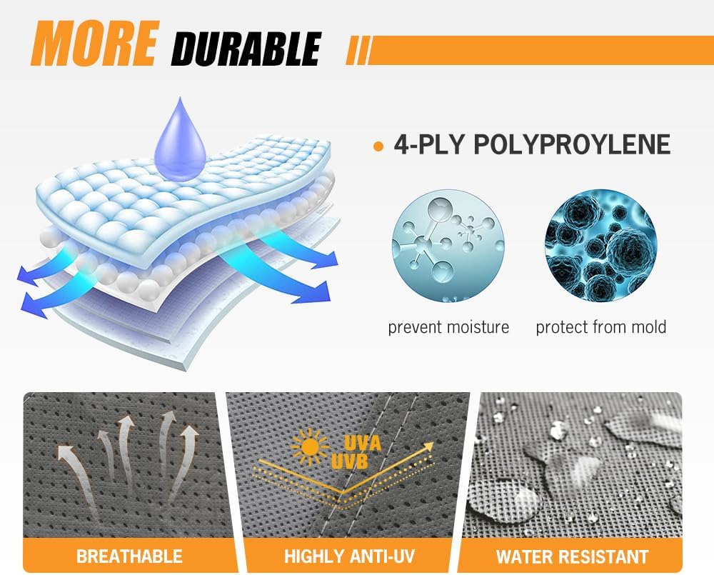 San Hima Caravan Cover 16-18Ft, 300D 4 Layer Waterproof Windproof Anti-Uv Soft Interior Travel Trailer RV Camper Motorhome Cover with Reflective Strips & Carry Bag image number 5