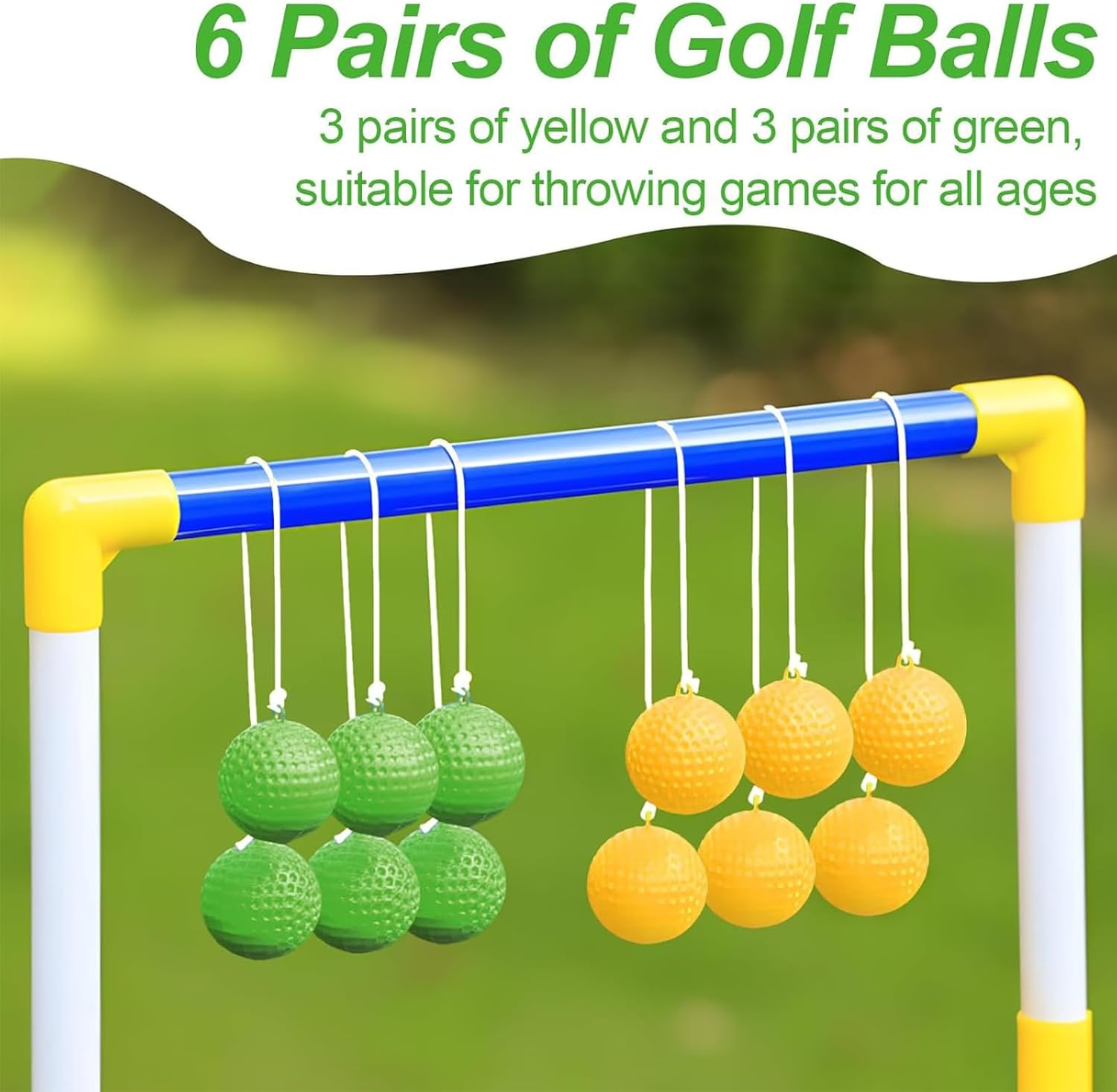 6 Pairs Golf Balls, Outdoor Ladder Golf Balls, 40 Mm Hard Golf Training Balls, Bolas Toss Toss Game, Ladder Toss Balls, for Group Activities, Children'S Activities, Family Interaction Games - Green + image number 4