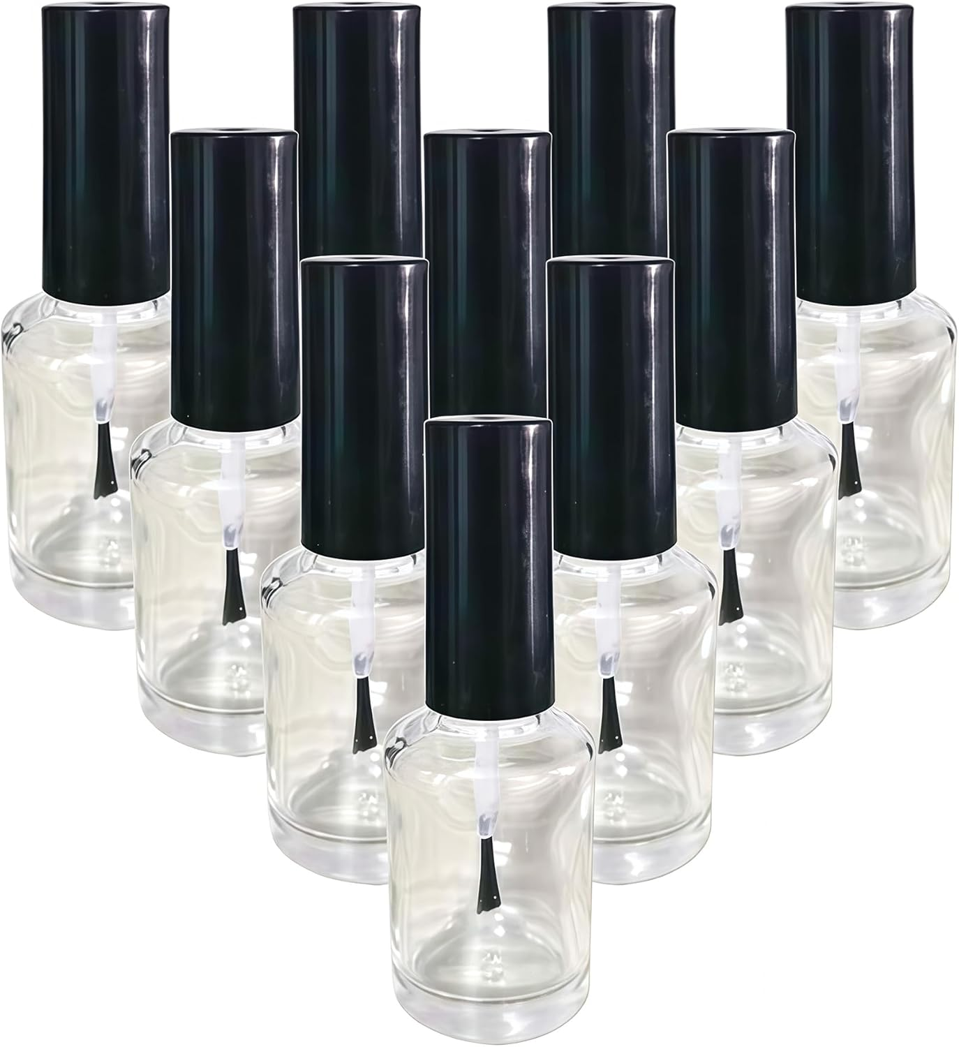 10PCS 15ML/0.5OZ Empty round Clear Nail Polish Glass Bottles with Brush Black Cap Small Nail Vials Travel Trial Packing Container Liquid Blush Storage Holder Dispenser for Nail Art image number 3