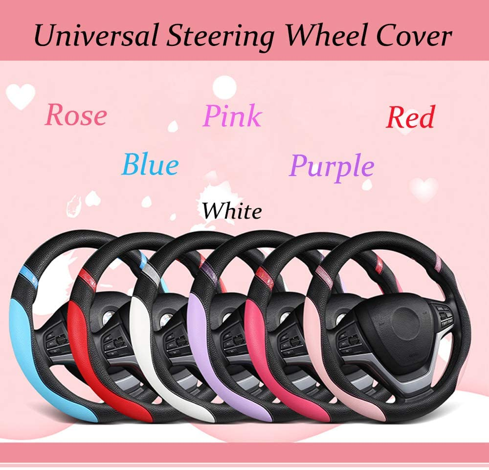 Steering Wheel Cover for Car Leather Universal Covers Men Women Fit Cars SUV Truck Pickup 15Inch (Lilac Color)