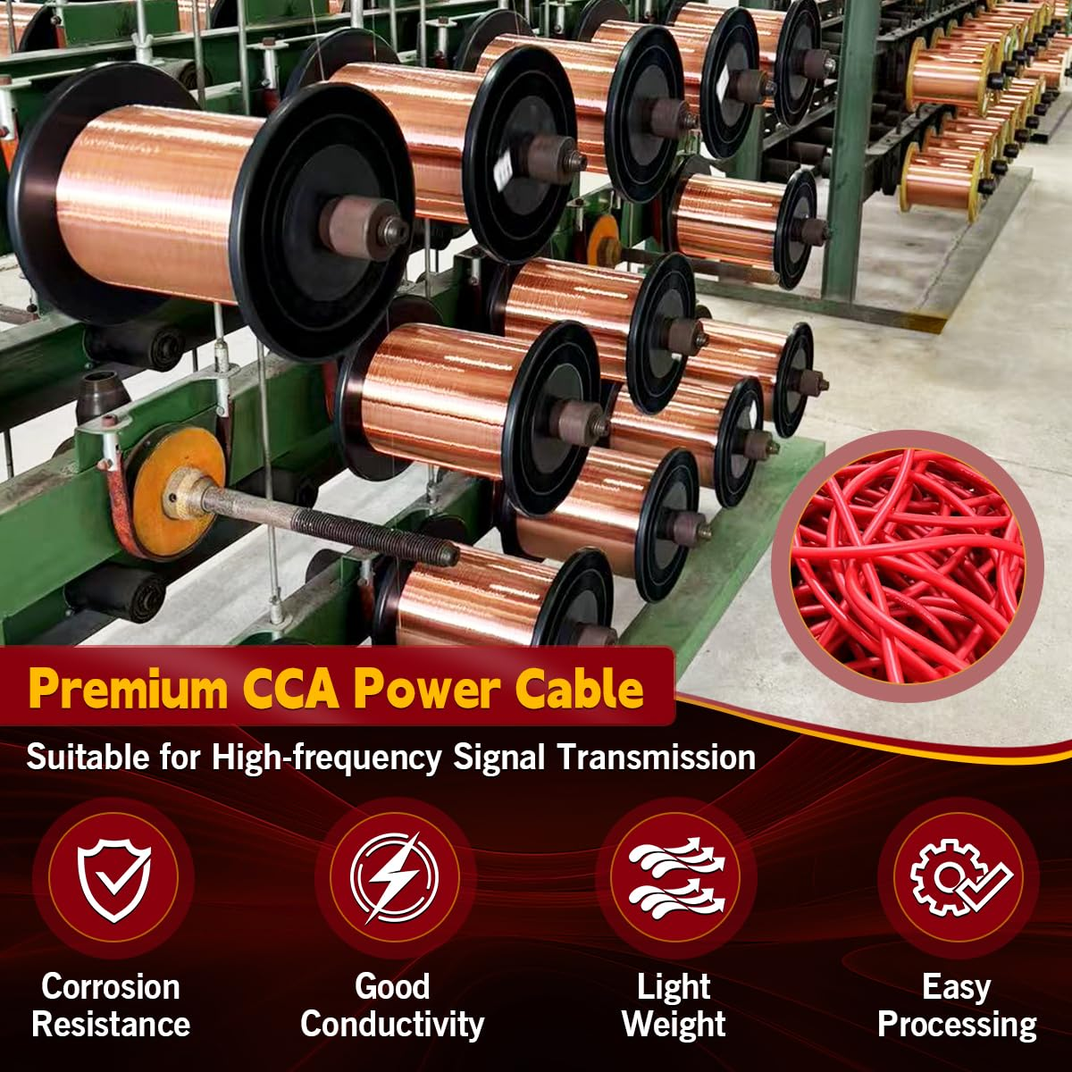 UCINNOVATE 12 Gauge CCA Wire, Silicon Soft 25FT Black + 25FT Red 12AWG Automotive Power/Ground Cable for Car Audio Battery Battery, Marine, Welding, Electrical Audio Wiring for Speaker Amp 12V image number 5