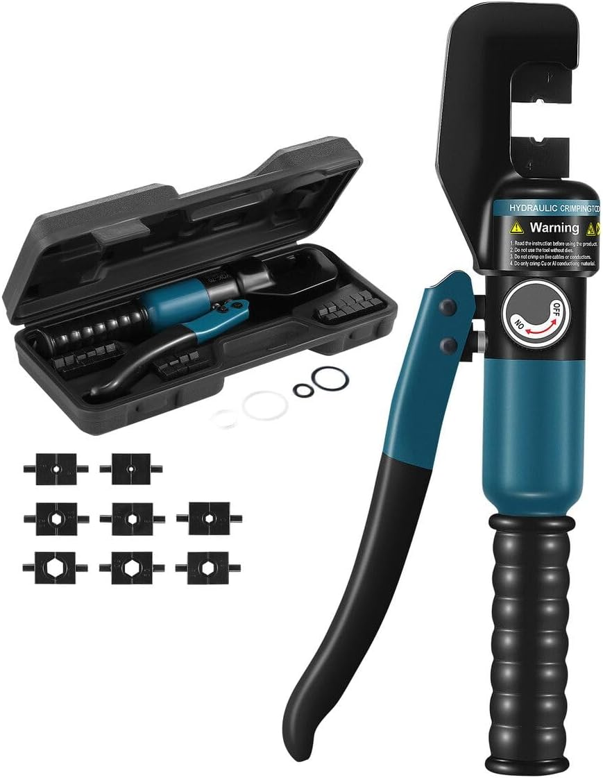 SHOGUN Hydraulic Crimping Tool Kit 8 Ton Electrical Wire Lug Terminal Crimper 12AWG Battery Cable Cutter Power Force 8 Dies 4-70Mm Auto Repairing Tool image number 2