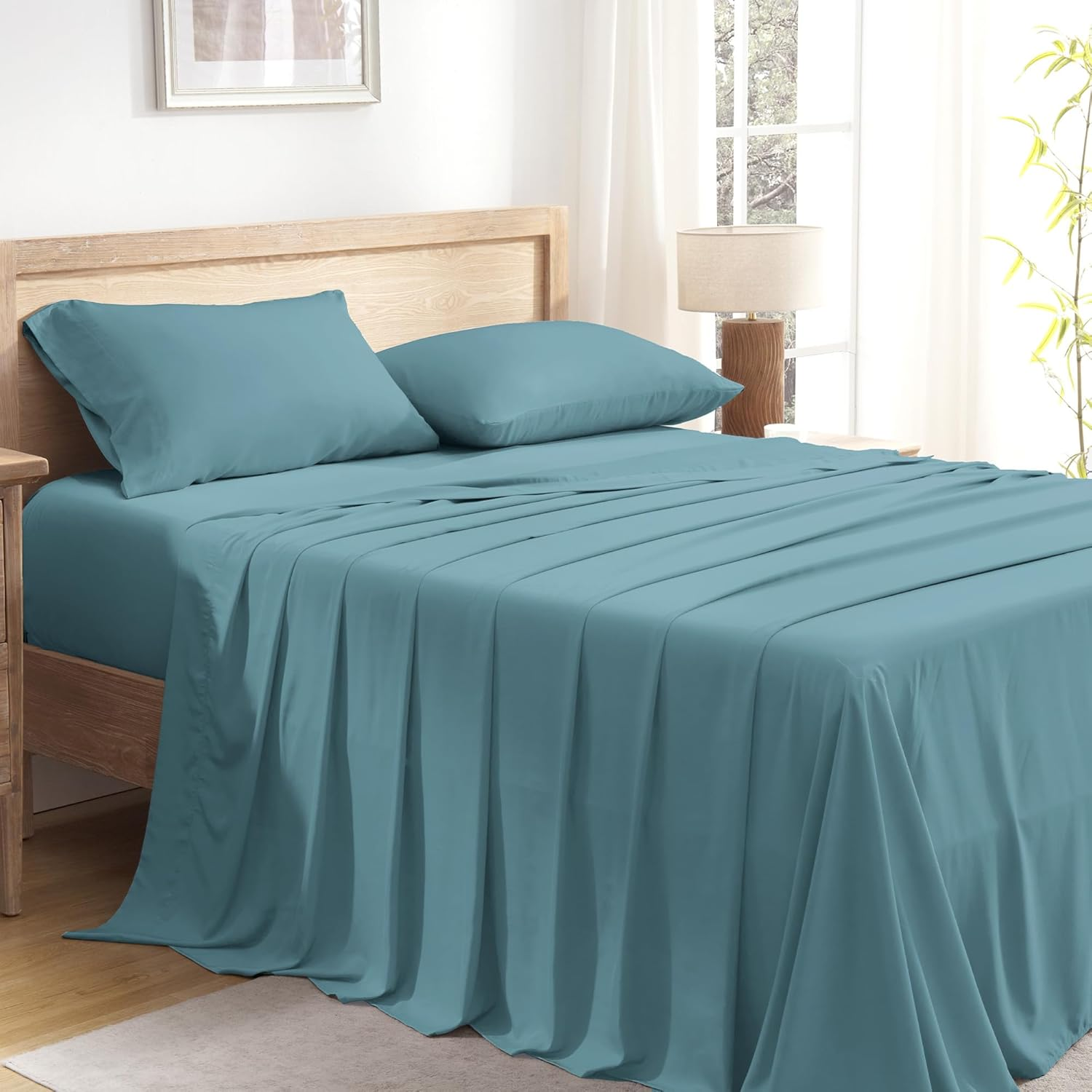 Andency Dark Grey King Size Sheets Set, 100% Viscose Derived from Bamboo, Cooling King Sheets, Deep Pocket up to 16", Silky Soft Bed Sheets, Hotel Luxury Breathable Bedding Sheets & Pillowcases&hellip;