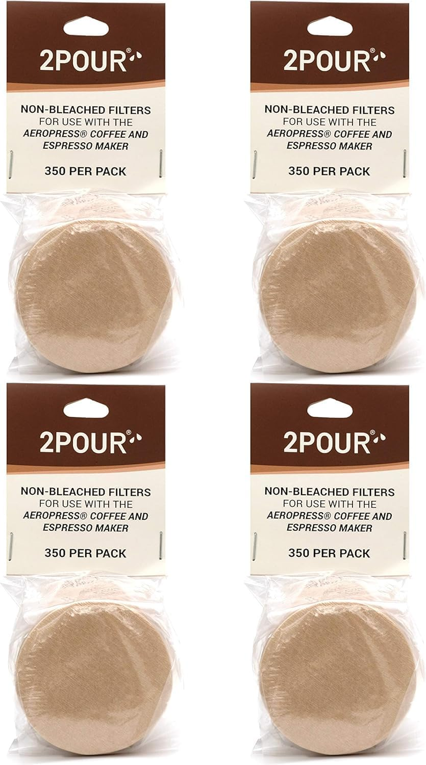 1400X (4 Packs) Paper Filters Compatible with the Aeropress&reg; Coffee Maker / Aeropress&reg; Go - Vegan Non Bleached Natural - 2POUR&reg;. Perfect Stocking Filler for Xmas Christmas. image number 2