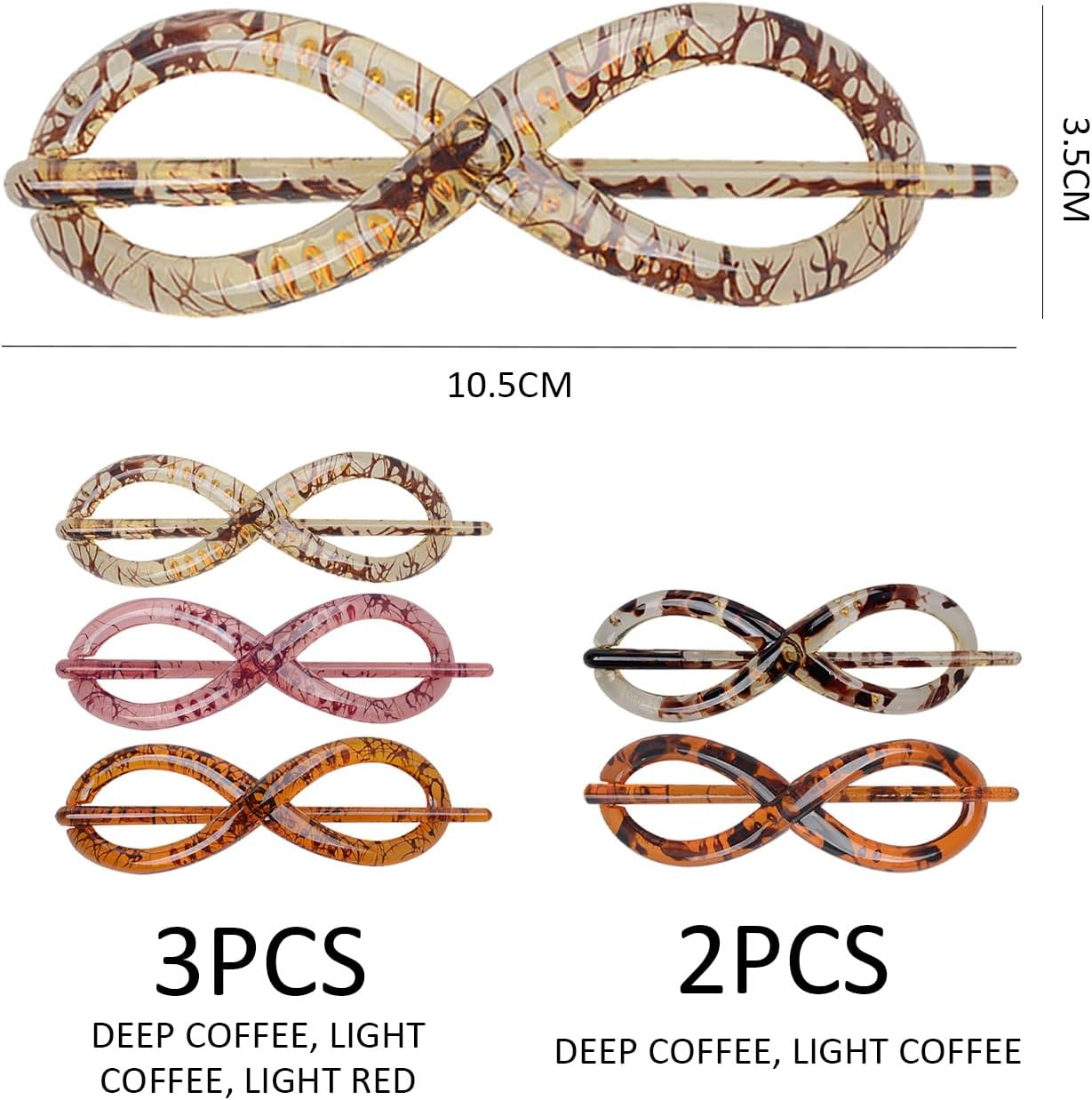 5 Pieces Hair Pins Hair Tools Vintage Hairpins Resin Bow Hairpins Women Hair Accessories Hair Accessories image number 3