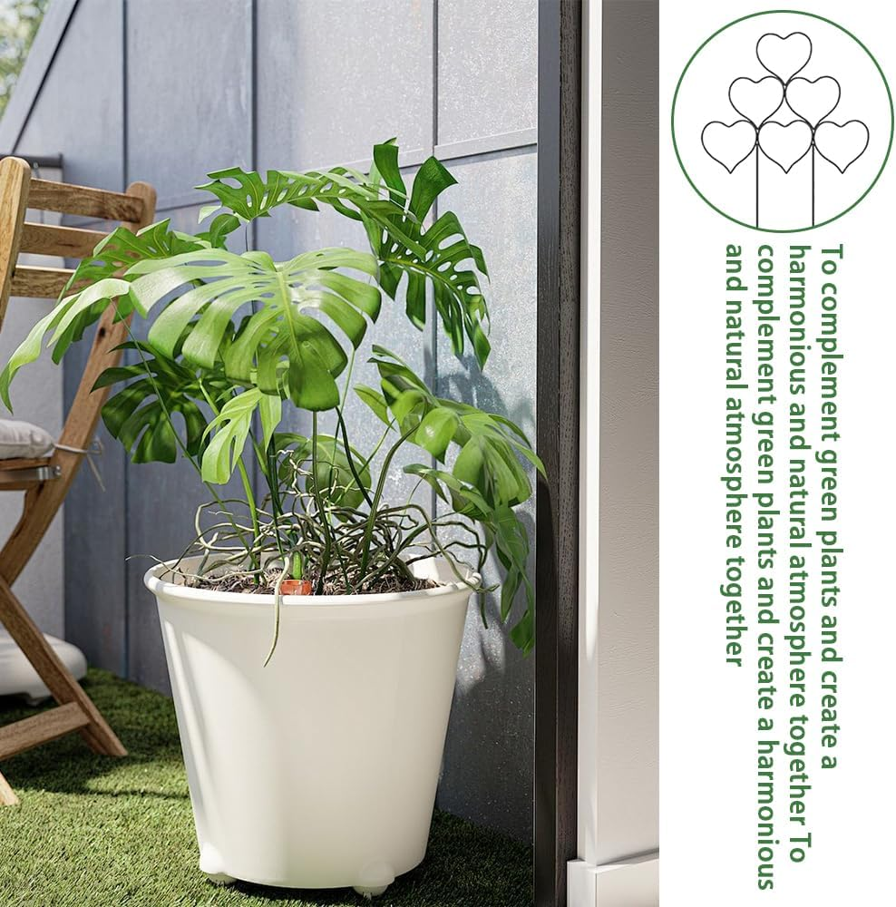 TOMVAES 6 Pcs Black Iron Heart Shaped Climbing Plant Support, Plant Trellis for Garden Potted Plants, Flowers and Veggies image number 1