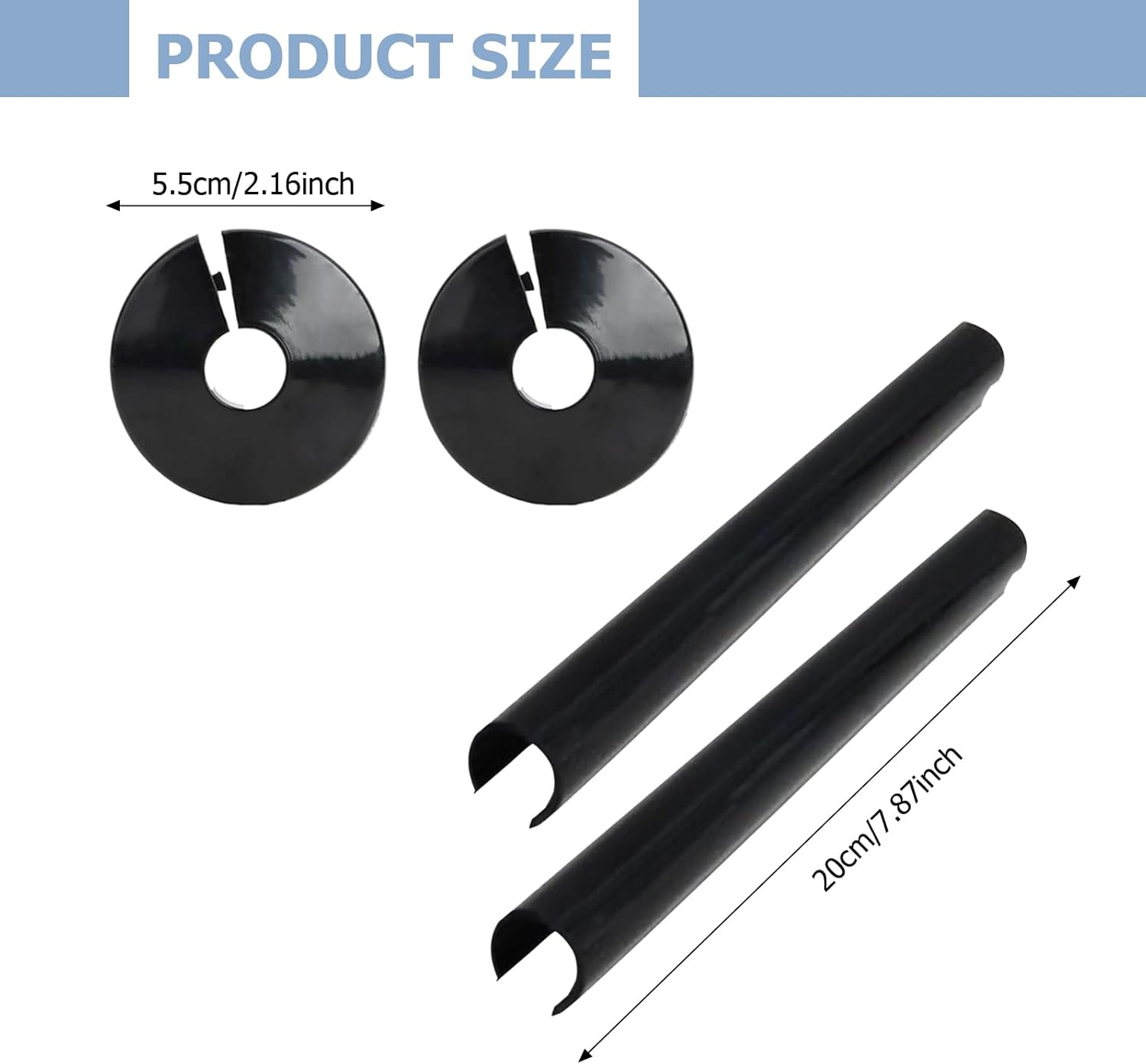 NAYAGOGO 4 Pcs Radiator Pipe Covers & Collars, Black Radiator Pipe Covers image number 3