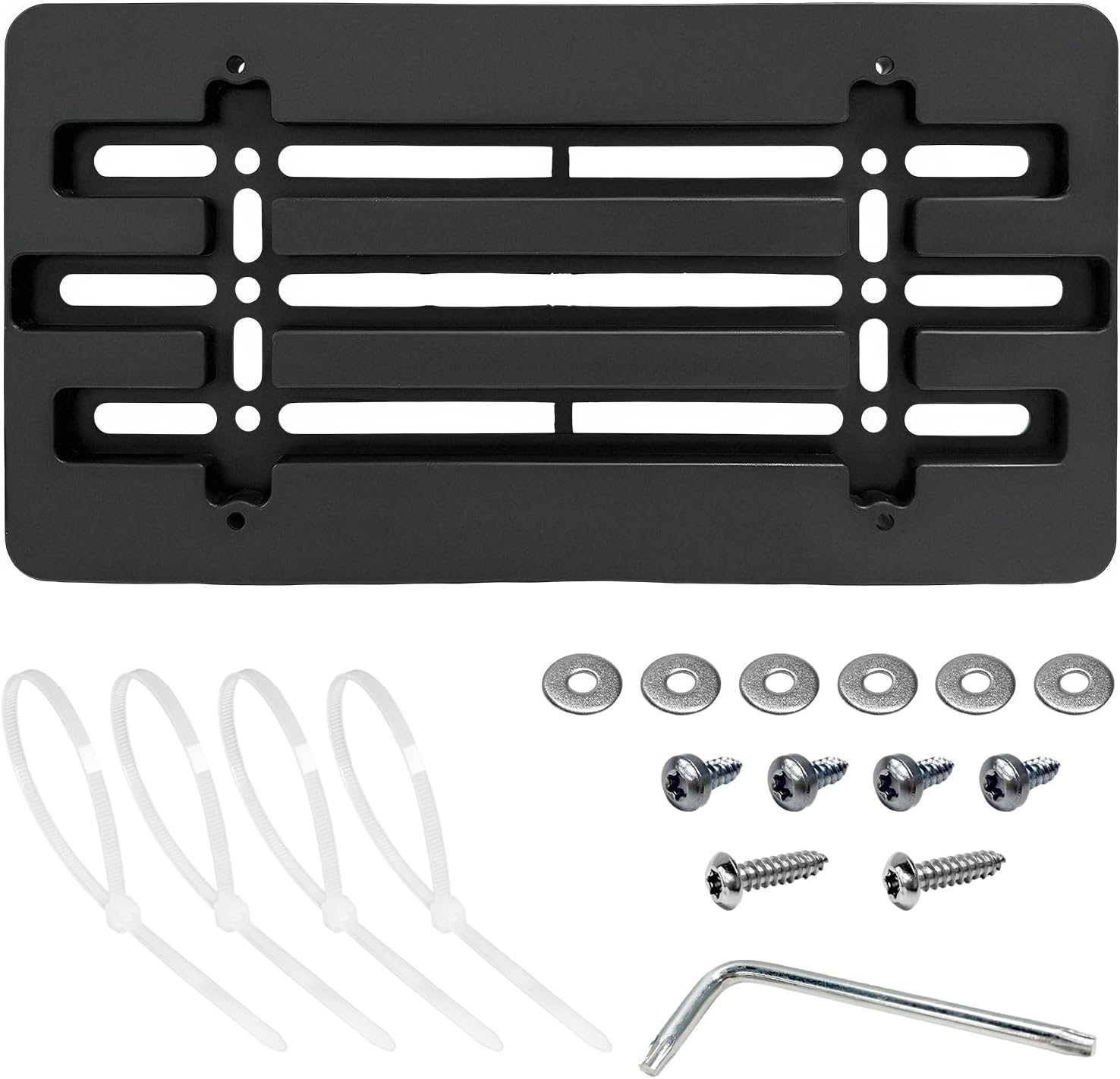 DXNQ License Plate Frame Bracket Holder, Car License Plate Bracket Mounting Kit with Screws, Universal Front & Rear Bumper License Plate Holder Mount Adapter, Car Accessories image number 3