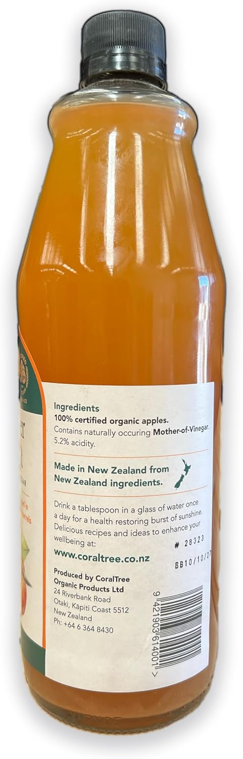 Coraltree Organic Apple Cider Vinegar &ndash; with the Living &ldquo;Mother&rdquo; &ndash; 750Ml Bottle image number 4