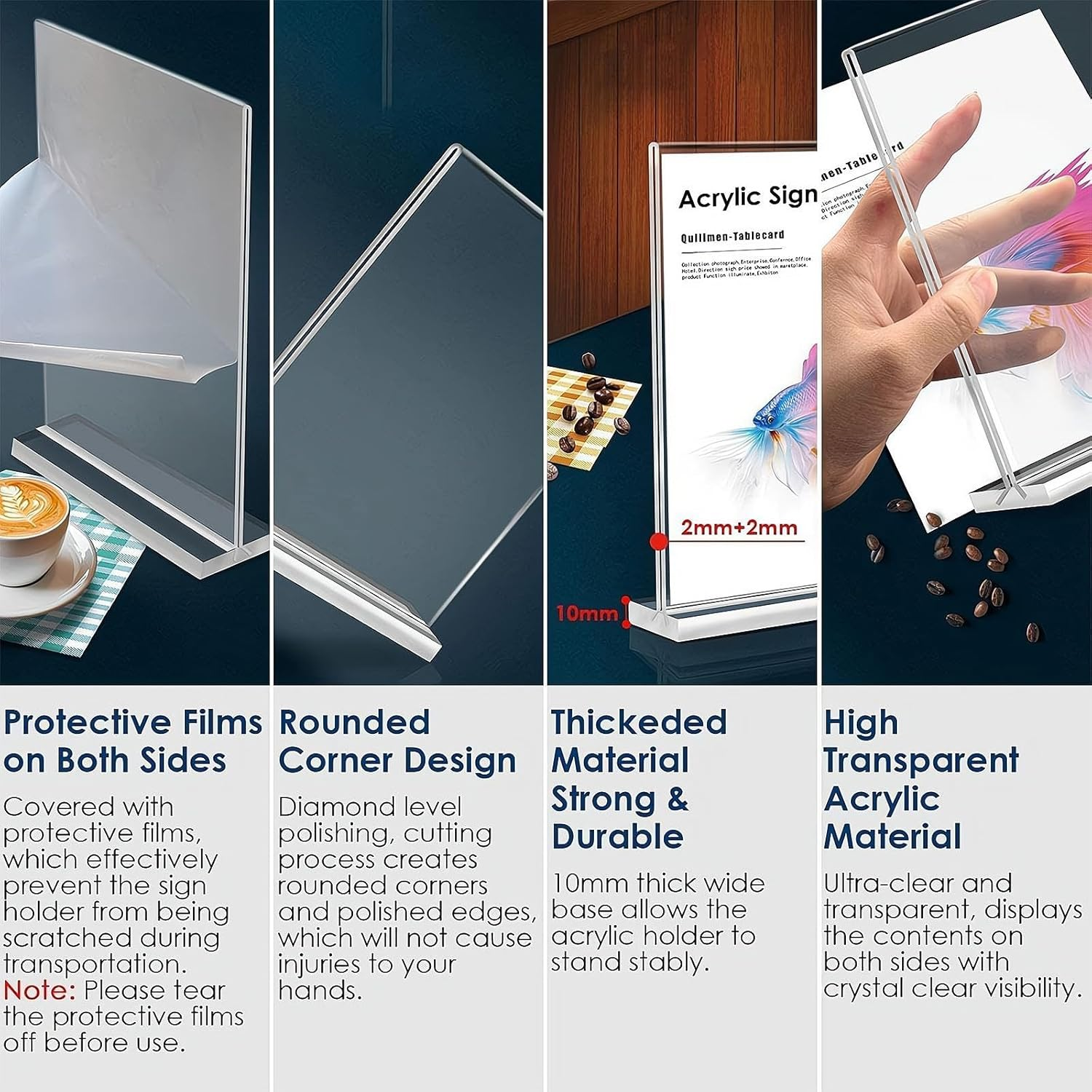 ZHIGOU Acrylic Sign Holder A4 Transparent Tabletop Menu Display Stand, T-Shaped Advertising Stand, Double-Sided Plastic Frame for Restaurant, Office, Hotel, Store Promotion, Event, Photo Frame image number 2