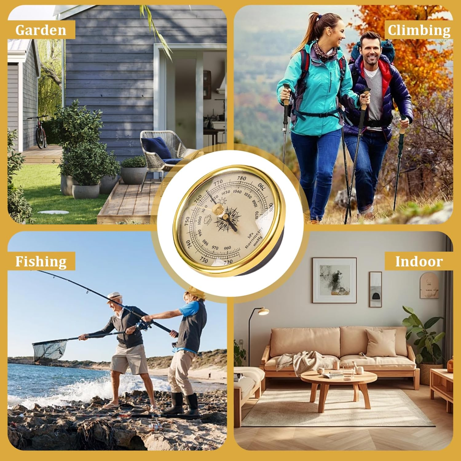 Barometer Adjustable 3In Barometric Pressure Gauge Clear Scaled Weather Barometer with Hanging Hole Portable Barometer for Indoor Outdoor Wall Fishing image number 2