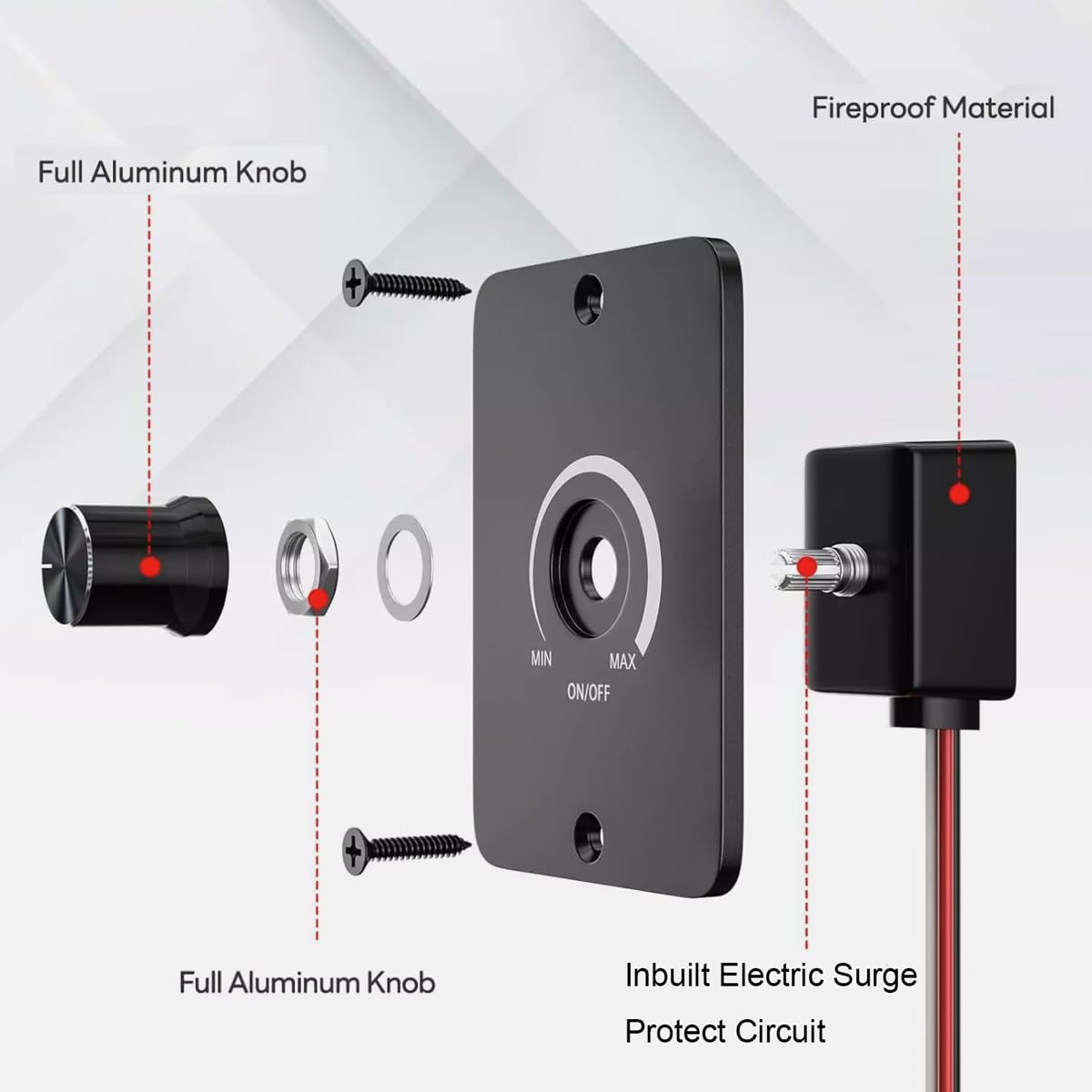 12V 5A 60W Light Dimmer, RV Boat Dimmer Switch High Side PWM Rotary Dimming Switch for Camper Van Travel Trailer Truck Lighting Fixtures, Strip and Puck Lights, Awning image number 5