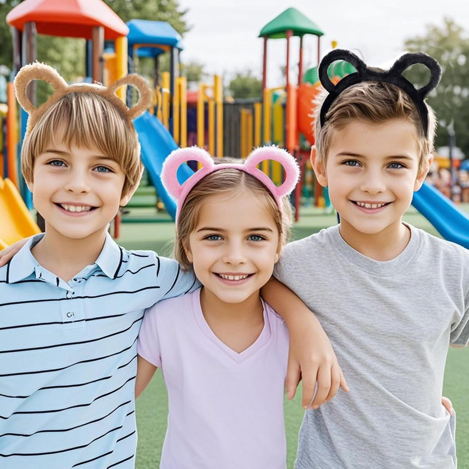 OJIOUI 3 Pieces Bear Ear Headbands, Cute Cartoon Ear Headbands for Dress Up, Birthday Party, Masquerade, Photography, Cosplay image number 1