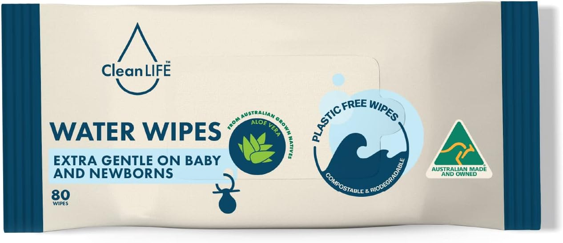 Cleanlife Water Wipes 640 Bulk Pack- Plastic Free and Bio-Degradable Wipes, Australian Made and Owned image number 4