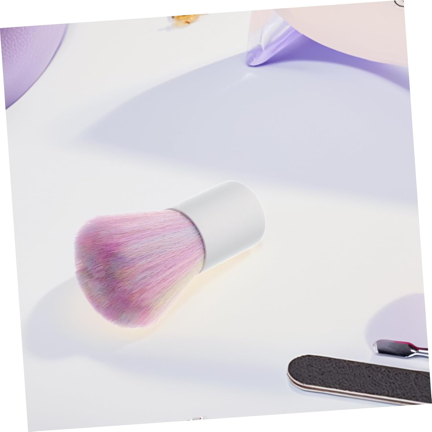 BELLIFFY Nail Dust Brush with Rainbow Bristles Soft Nonshedding Makeup Tool for Nail Art Cleaning and Manicure Care Accessories image number 4