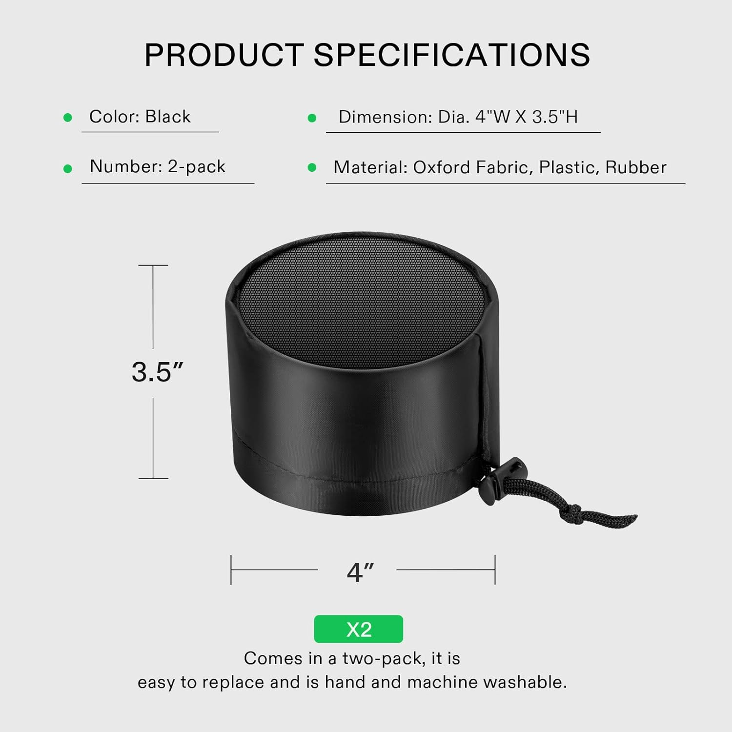 VIVOSUN 2-Pcs. Grow Tent Vent Cover, 4"/6"/8" Duct Filter Vent Cover with Elastic Band and Fixed Buckle for Plant Grow Tent Vent