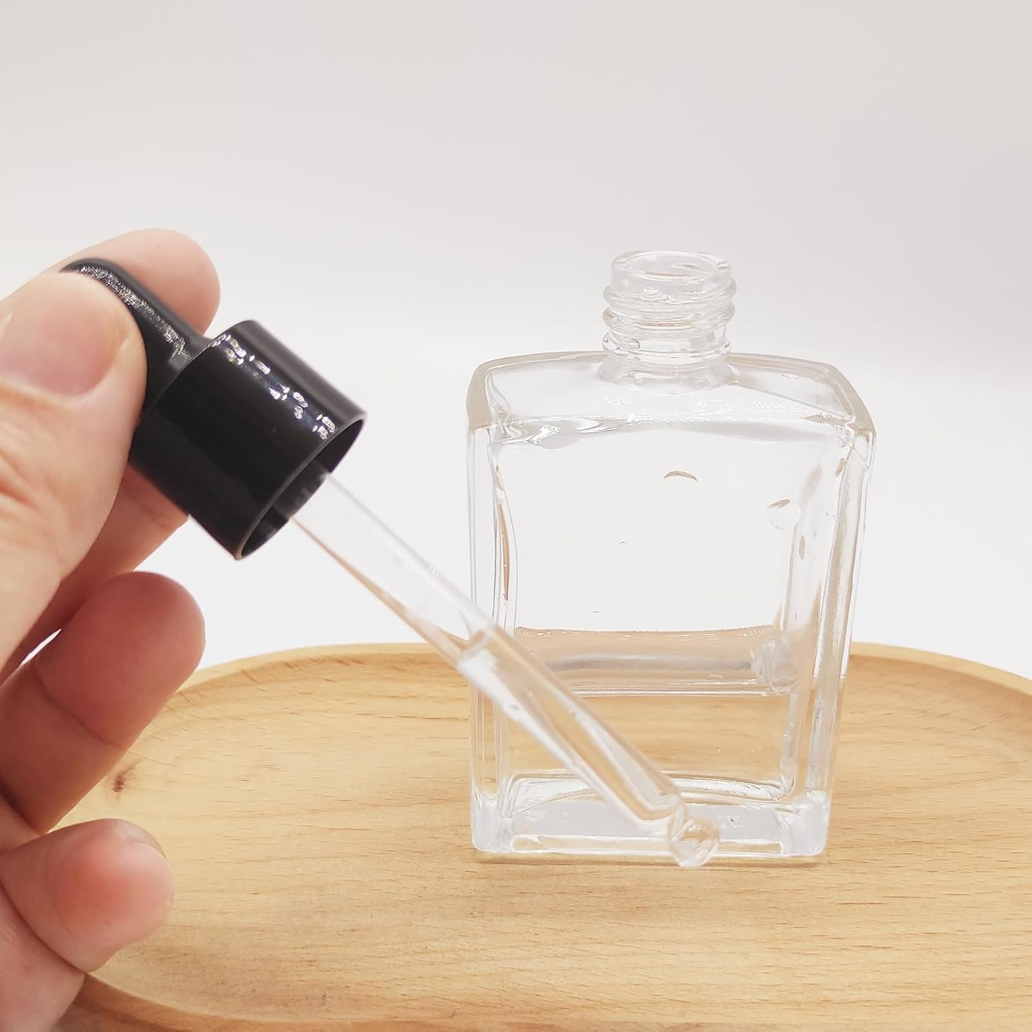 Dropper 50Ml Empty Essential Oil Drop Bottle, 1.7Oz Square Essence Glass Bottles Lab Dropping Serum Container for Liquid, Perfumes (8Pcs,Clear) image number 3