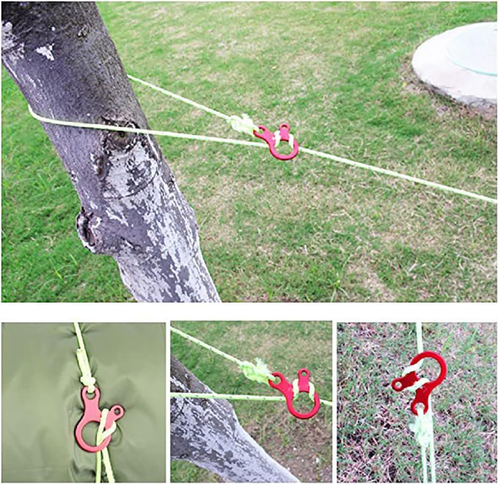 Takelablaze 20Pcs Guyline Wind Rope Buckle Aluminum Alloy Guyline Cord Adjuster Tent Tensioners Rope Adjuster Tent Rope Adjusters for Tent Camping Hiking Outdoor Activity image number 3