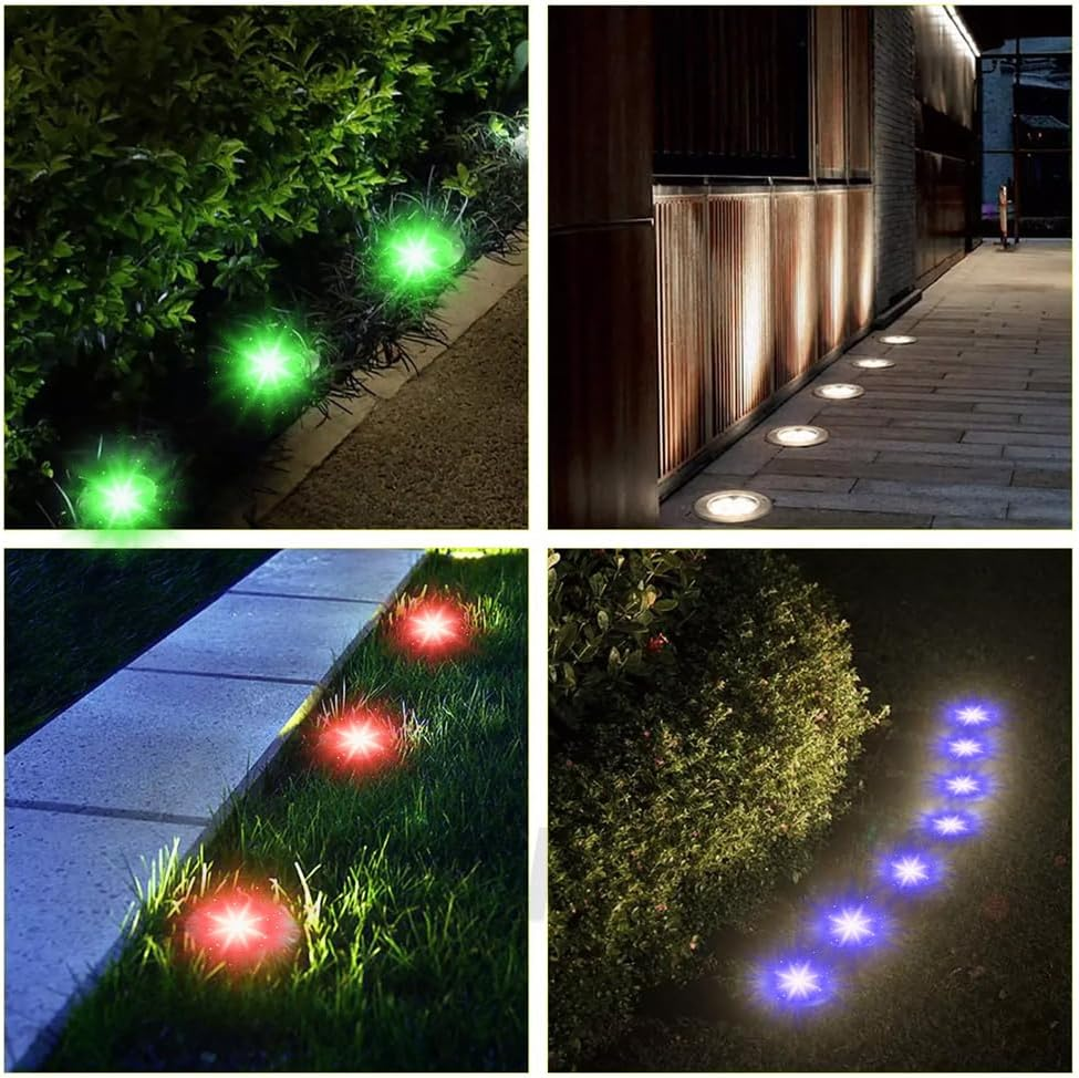 Solar Ground Lights,Led Outdoor Solar Disc Lights,Ip 65 Waterproof,Suitable for Gardens, Patios, Sidewalks Driveway,Steps,Walkway (White and Warm) (Colour, 20 PCS) image number 2