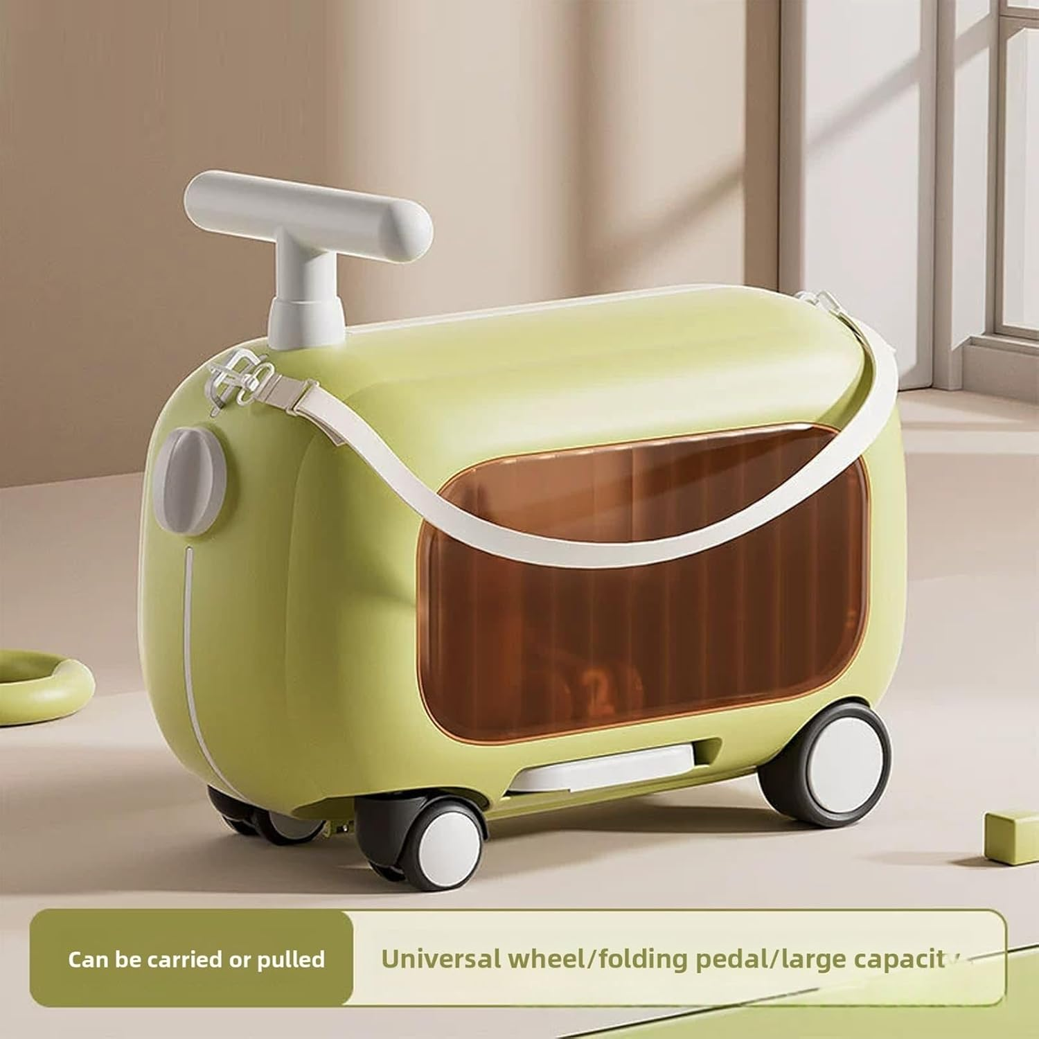 Generic Ride on Suitcase for Kids, Carry on Luggage with Handles,90 Degree Folding Pedal, Large Capacity, 360&deg; Silent Wheels, Lightweight Kids Travel Trunk for Boys & Girls Ages 2-12 (Green) image number 5