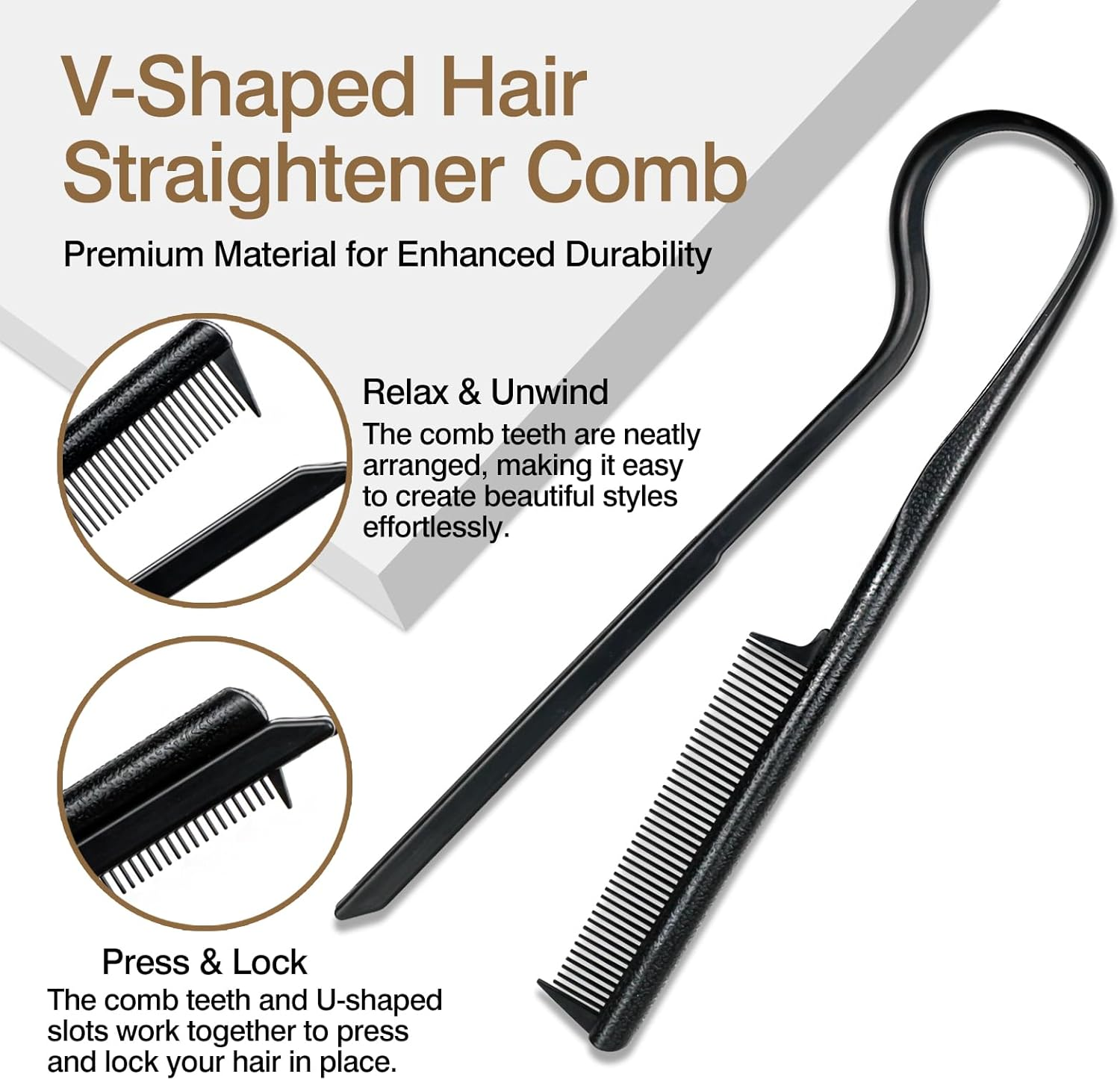 V-Shaped Hair Straightener Comb &ndash; Portable Wheat Straw Hairdressing Tool for Styling & Straightening, DIY Hairdressing Tool image number 6
