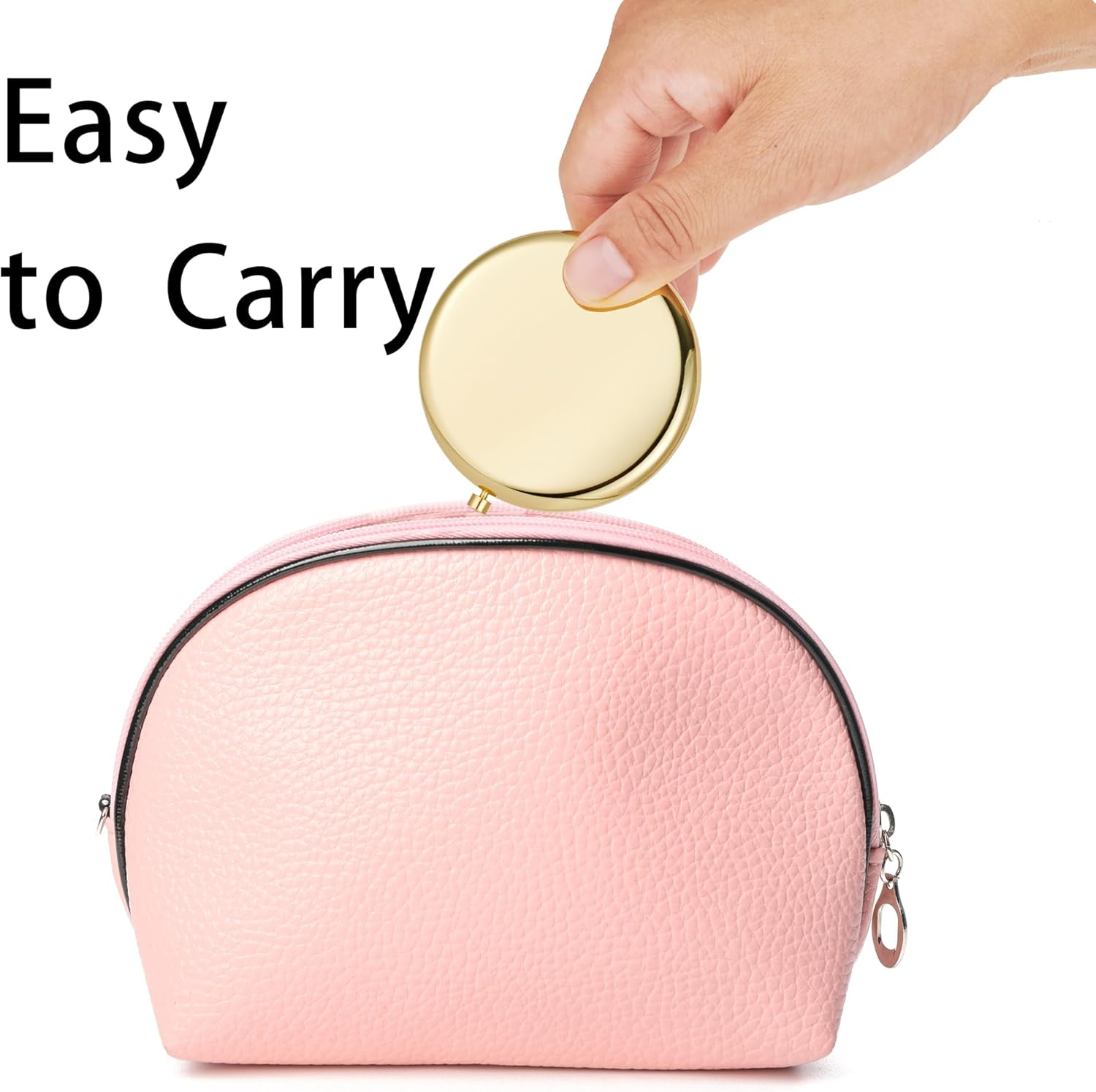 Compact Mirror, Pocket Travel Makeup Mirror for Purse, Metal round Shell, 2-Sided 1X/2X Magnifying, Portable, Folding, Handheld, Gold, 1 Pack image number 4