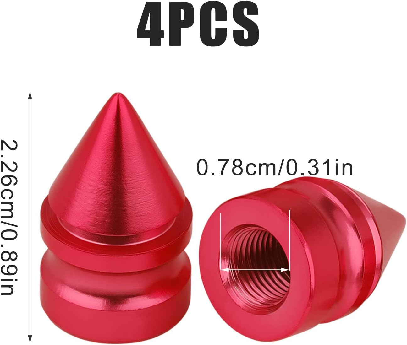 TOYMIS 4Pcs Tire Valve Caps, Aluminum Alloy Valve Stem Caps Heavy Duty Valve Stem Caps Valve Stem Covers Air-Proof Tire Caps for Cars SUV Trucks Motorcycles Bicycles (Red) image number 4