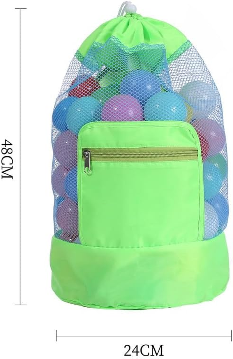 Shuoteng Drawstring Beach Toy Bag, 1Pc Portable Mesh Backpack Beach Tote, Drawstring Beach Shell Toy Bag Mesh Backpack for Pool, Green image number 4