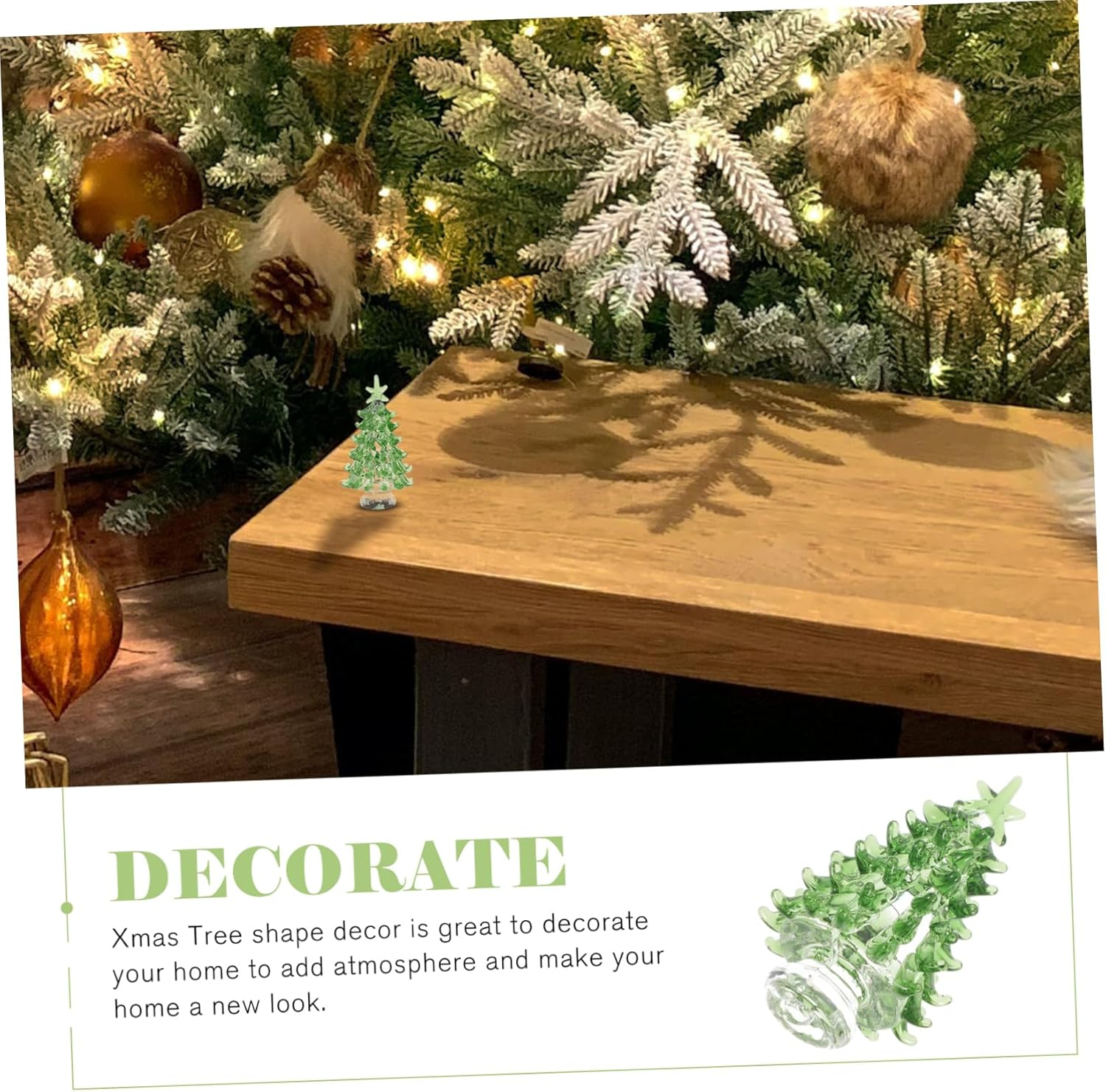 Green Mini Crystal Xmas Tree Desktop Christmas Tree Ornament Festive Decor