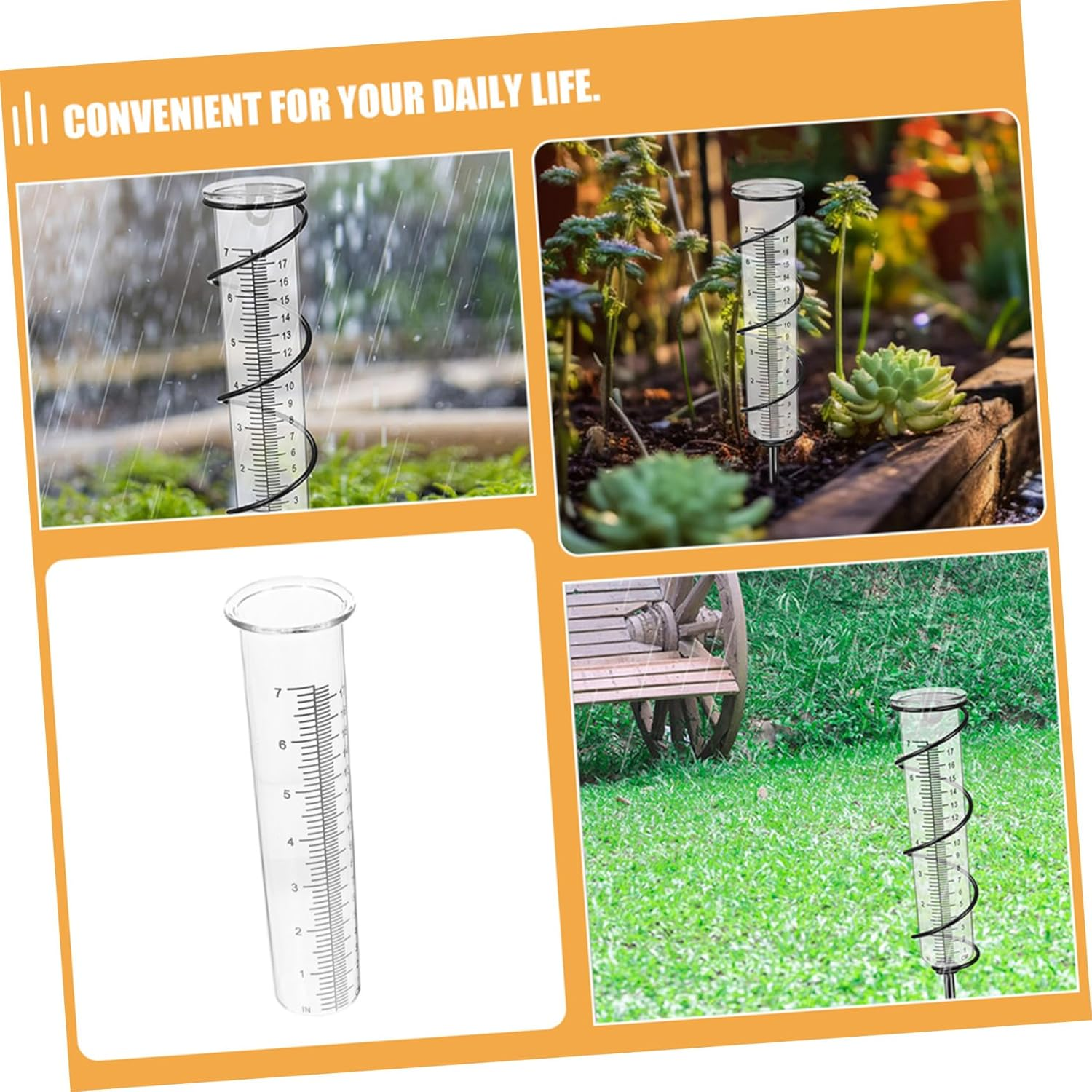 Ibasenice 3Pcs Plastic Rain Gauge with Clear Scale Crack-Resistant Outdoor Water Gauge for Accurate Rainfall Measurement in Garden Deck Lawn and Patio