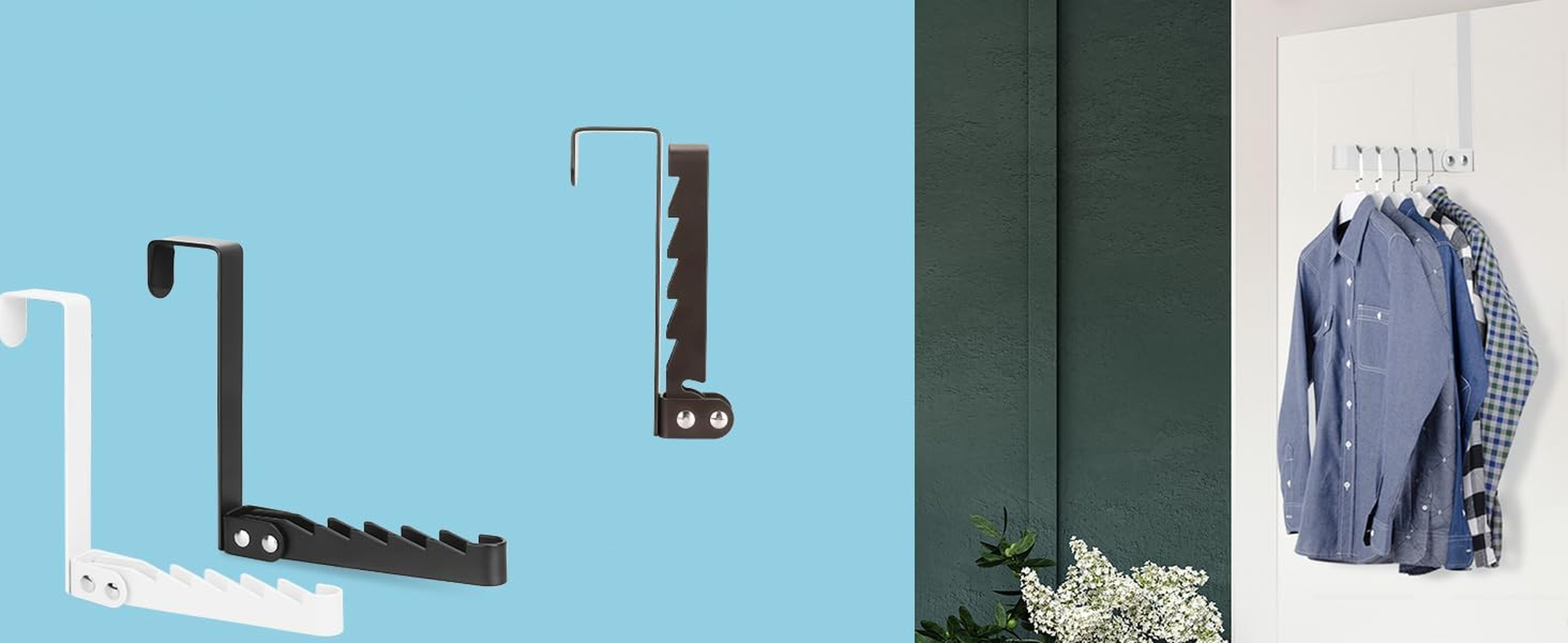 1 Pack Collapsible Folding over the Door Organizer Rack Space Saving Hanging Storage Hanger for Clothes, Coats, Towels for Bedroom Bathroom (1, Black) image number 4