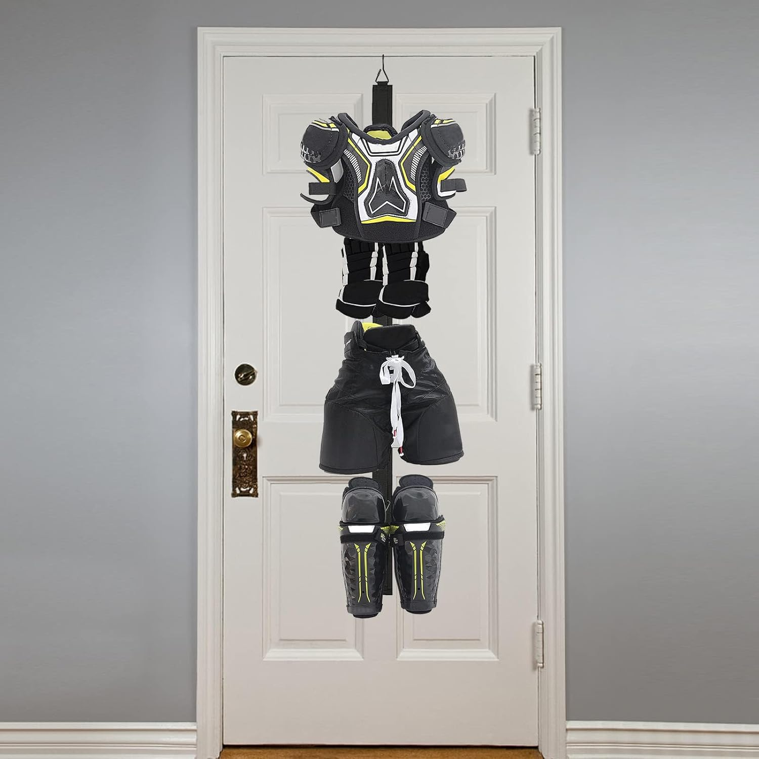 Hockey Hanger Portable Hanging Dryig Rack Hockey Gifts for Home and Outdoor Using in Ice Hockey Skating Football Camping Fishing 5 Hooks (Black) image number 3