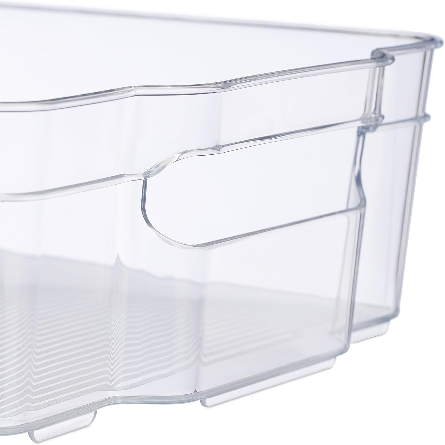 Relaxdays Fridge Organiser, Food Storage, Height 9 X Width 21.5 X 32 Cm, Fridge Box with Handles, Transparent image number 2