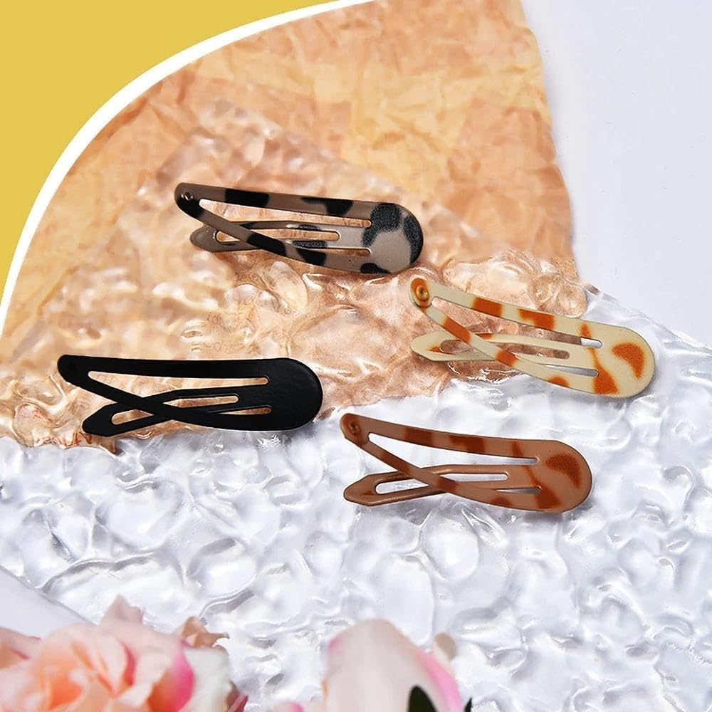 Tortoise Shell Hair Barrettes for Women No Slip Metal Snap Clips for Fine Hair Y2K Black White Brown Animal Pattern Hairpins Hairclip Accessories Mixed Color 20 PCS image number 5