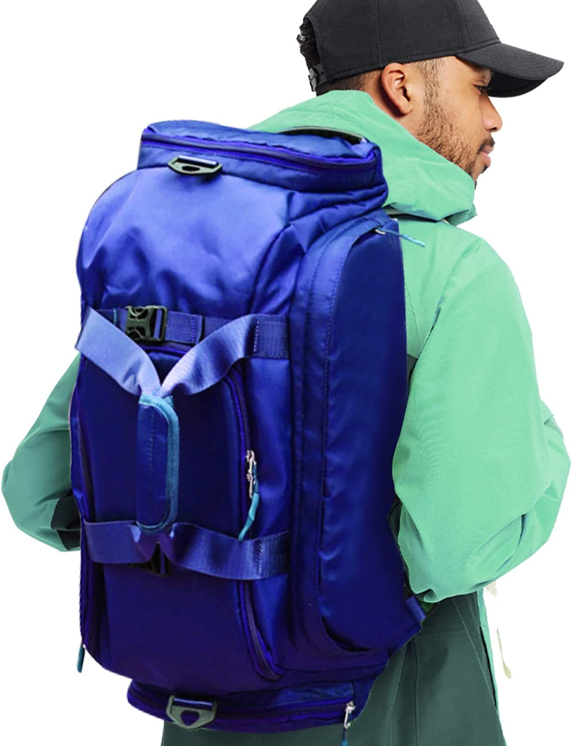 Gym Duffel Bag, Waterproof Sports Gym Bag for Men Women, Weekend Travel Bag, Folded Duffel Bag with Wet Pocket and Shoe Compartment, Sports Duffel Bag, Black image number 2