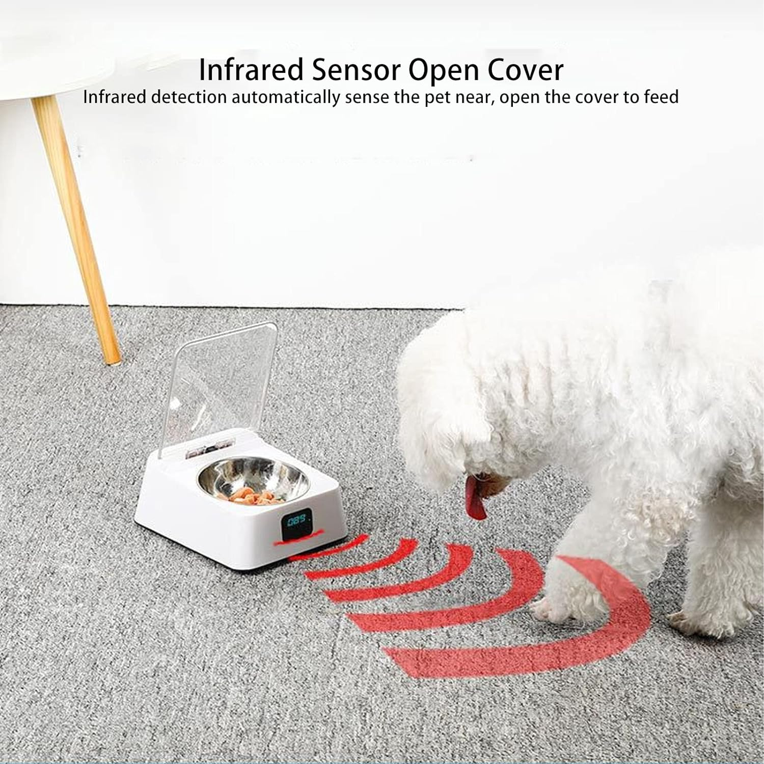 Automatic Cat Feeder Pet Smart Feeder Induction Lid Opening Rechargeable Dog Cat Feeding Bowl Cat Food Dispenser for Small Medium Pet 350Ml Pet Dry Food image number 1