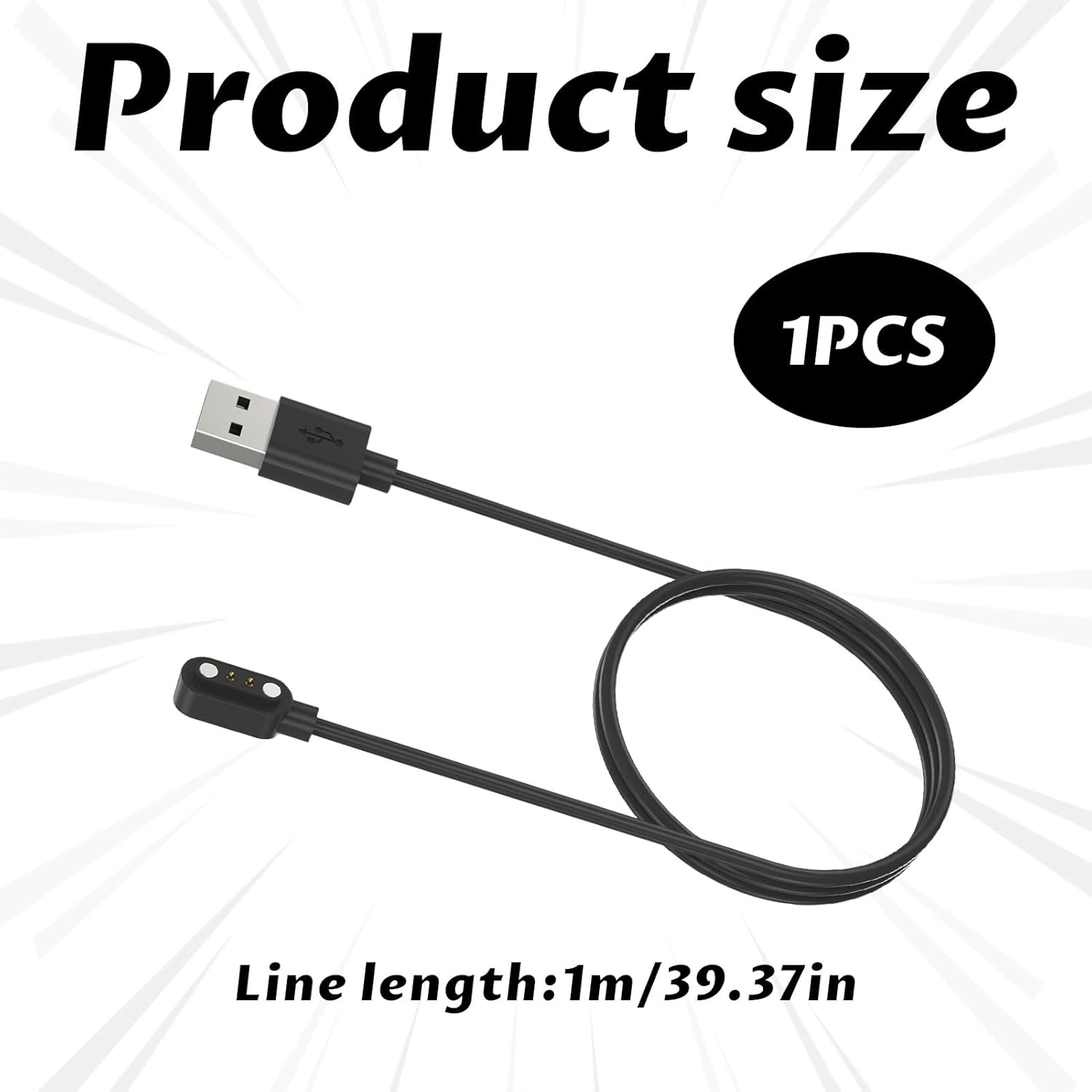 Smart Watch Charger, Magnetic Charging Cable, Magnetic Charger, 1M USB Smart Watch Cable, Charger for Smartwatch, Compatible with Haylou Solar Lite, Watch 2 Pro, Gst Lite Ls13 image number 5