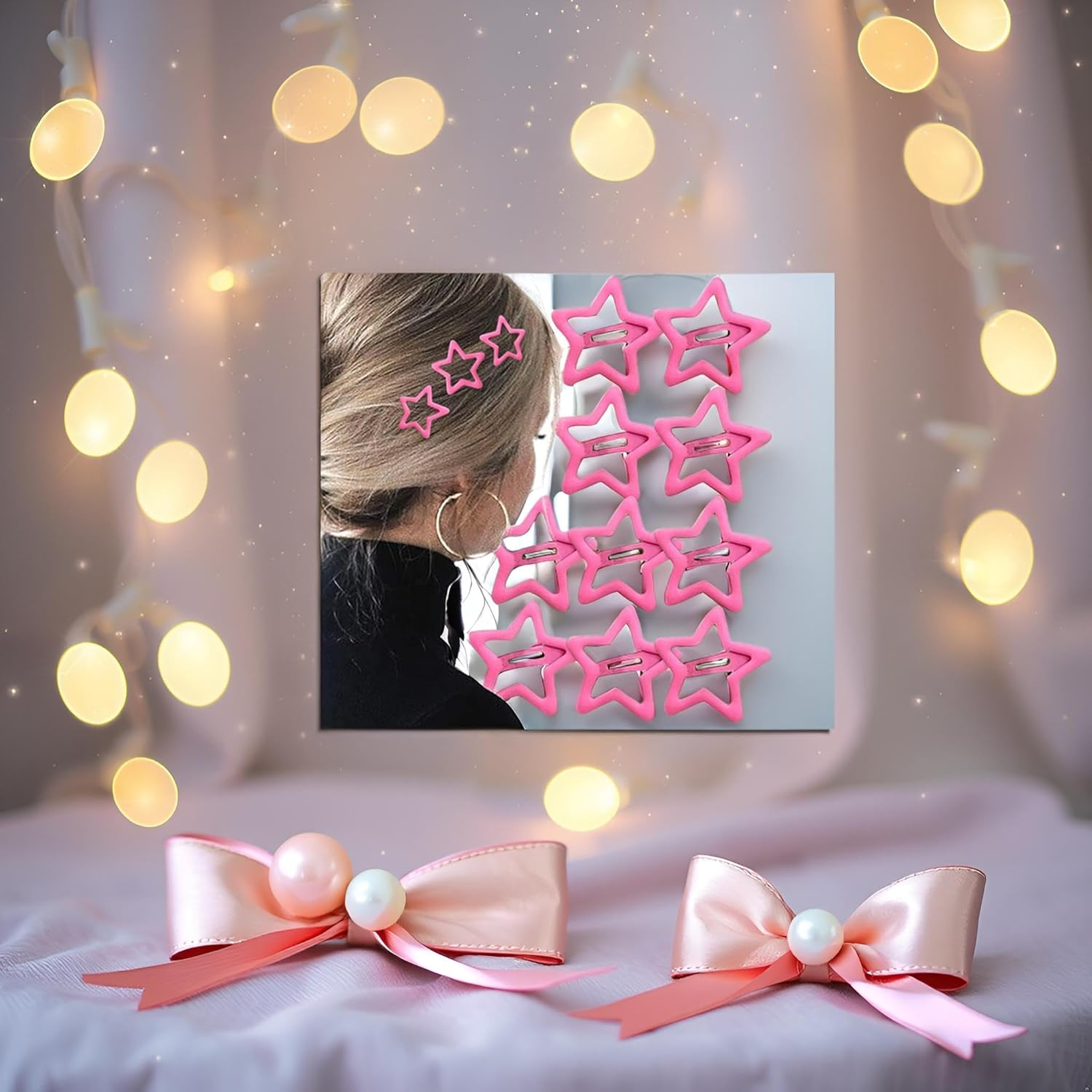 Pack of 10 Pink Star Hair Clips Women'S Hair Clips Small Stars Hair Clips Pink Star Hair Clip Hair Accessories Girls Hair Accessories Women Hair Clip image number 6