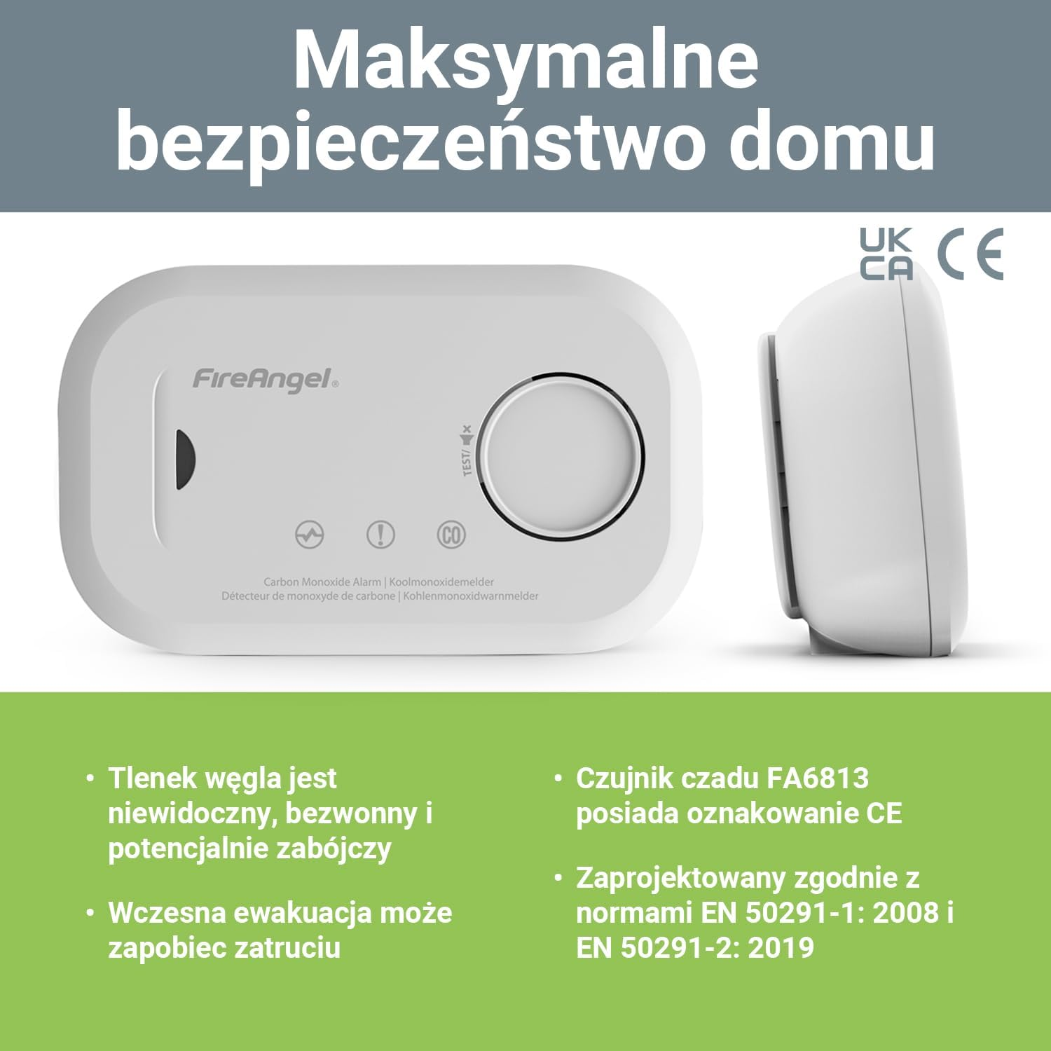 Fireangel FA6813-EUX10 FA6813 Carbon Monoxide Detector & Alarm with Replaceable Batteries image number 5