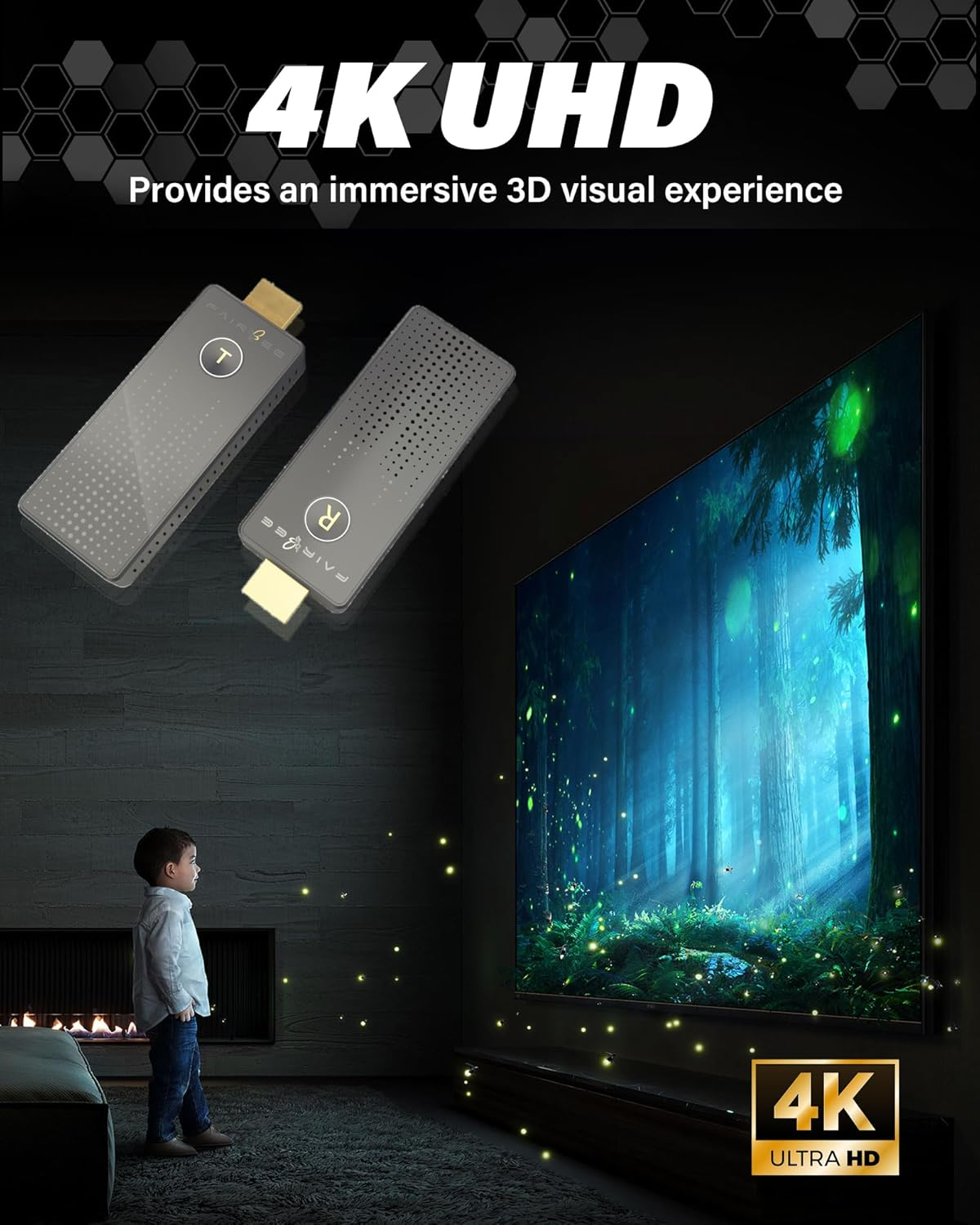 Wireless HDMI Transmitter and Receiver 4K, Plug & Play Portable Wireless Hdmi Extender, Support 2.4/5.8Ghz for Streaming Video&Audio from Laptop/Camera/Cable Box to Monitor, Projector, HDTV image number 4