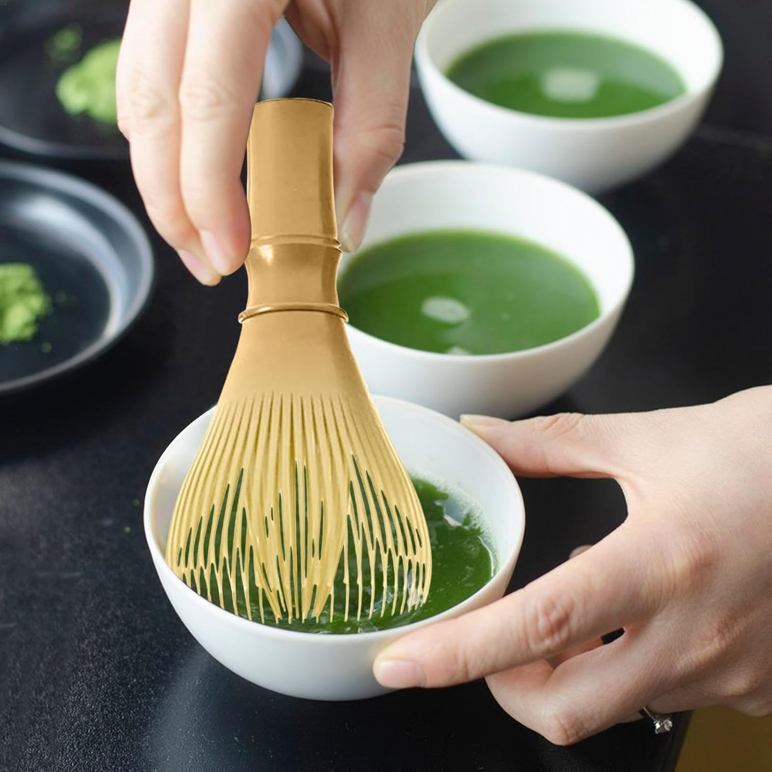 WADY Matcha Whisk, Momochi Matcha Whisk, Reusable PP Resin Matcha Whisk, Never Mould Resin Matcha Whisk Resin Matcha Whisk Traditional Japanese Chasen Matcha Stirre (Yellow) - Yellow image number 2
