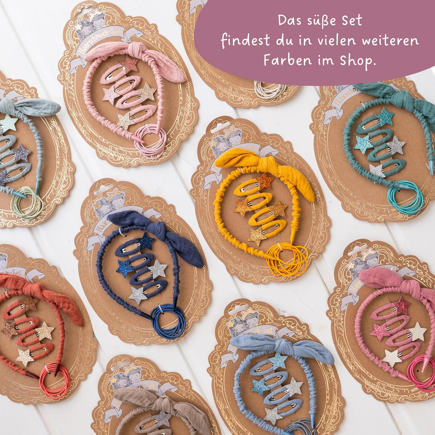 Papierdrachen Special Hair Accessories Set with Headband, Glitter Hair Clips, Hair Bobbles Combined with High-Quality Muslin Fabric - Light Pink - for Girls and Women image number 6