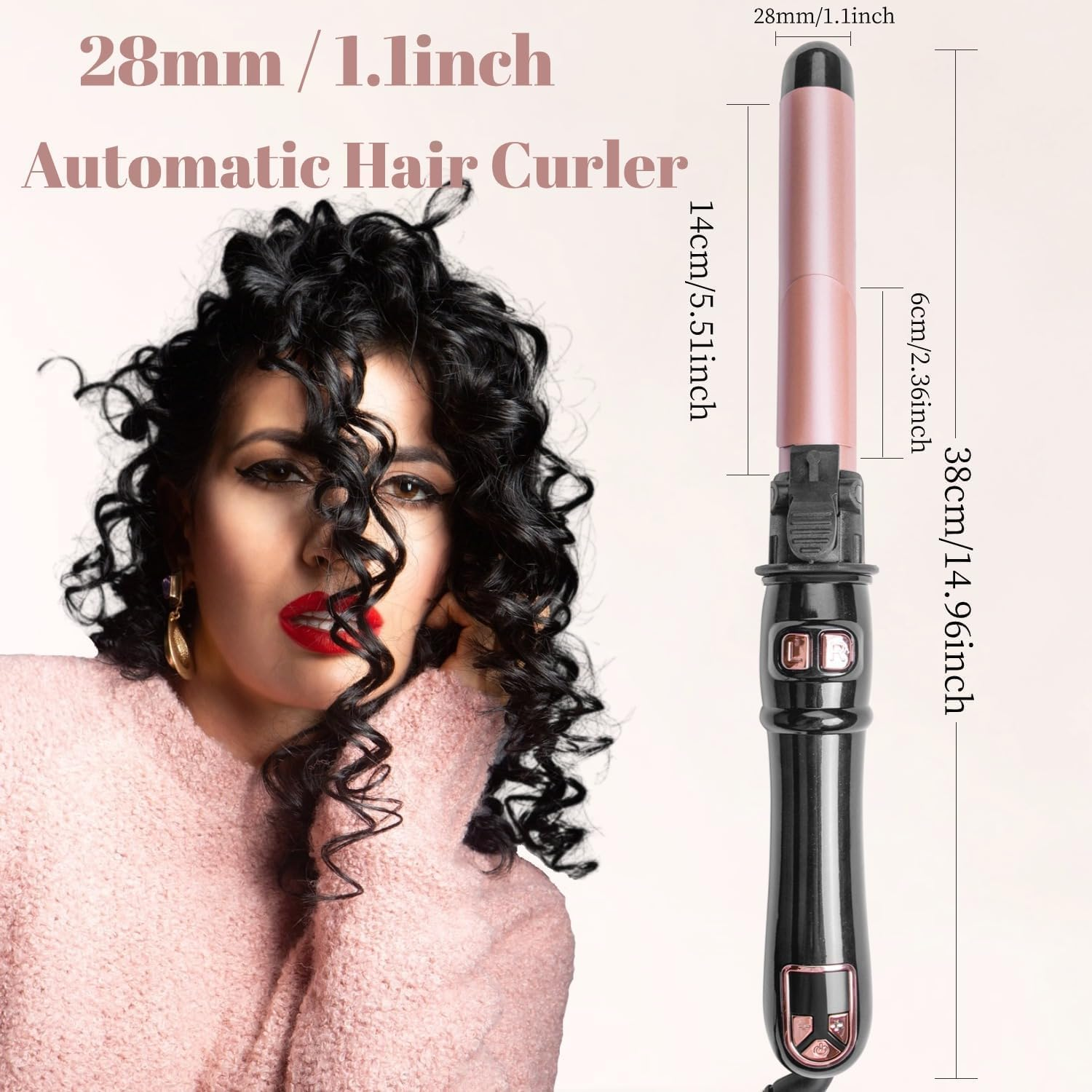 Shiexiu Newest 28Mm/1.1 Inch Automatic Curling Wand Rotating Curling Iron for Long Short Hair, Automatic Hair Curler with LED Display, Professional Hair Waver Hair Styling Irons Fast Heating Wand image number 3