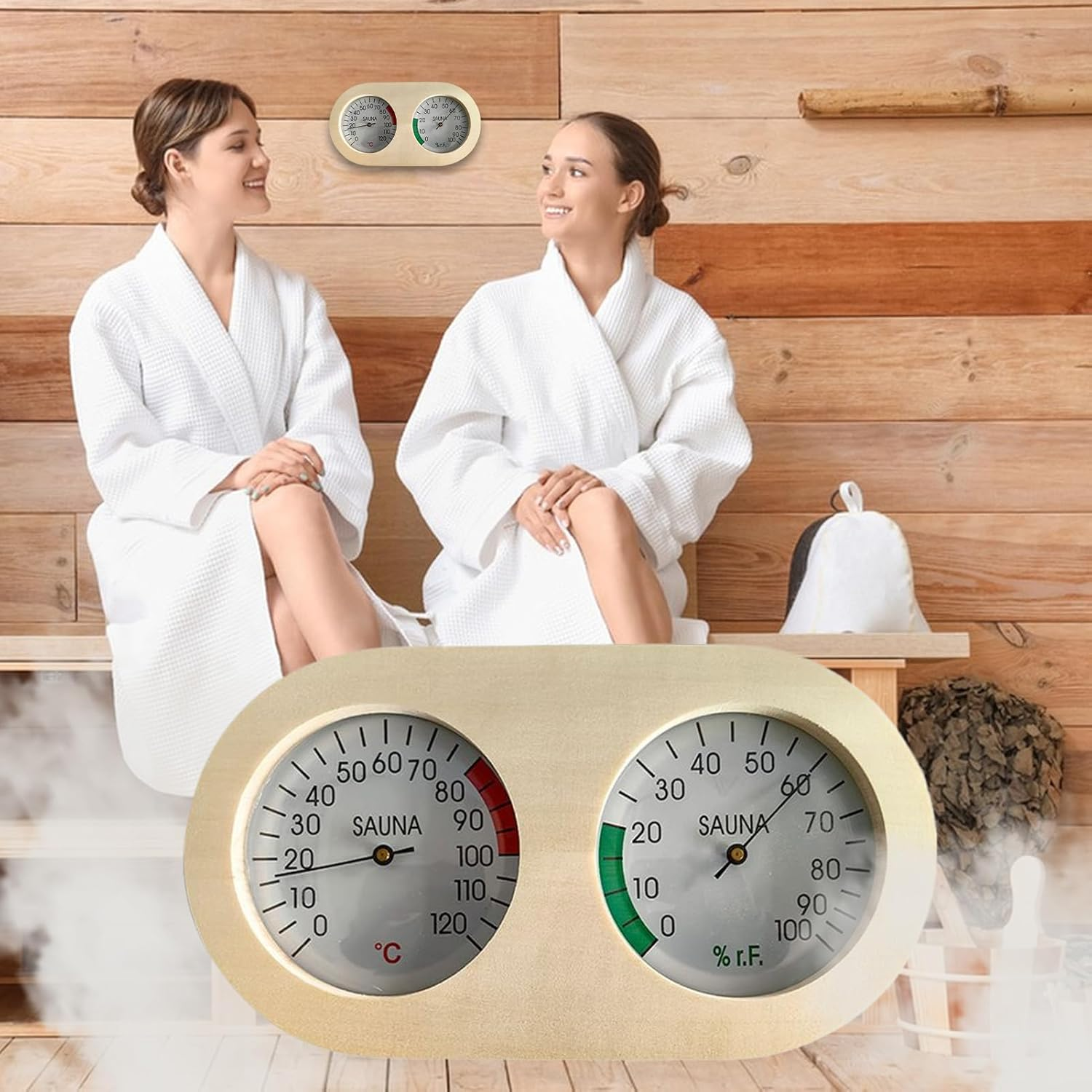 Humidity Temperature Meter,Indoor Sauna Humidity Reader for Home | Accurate Portable Wood Gauge for Kitchen Bedroom Porch Apartment Basement House Garden Home Nursery Bathroom Living Room image number 5